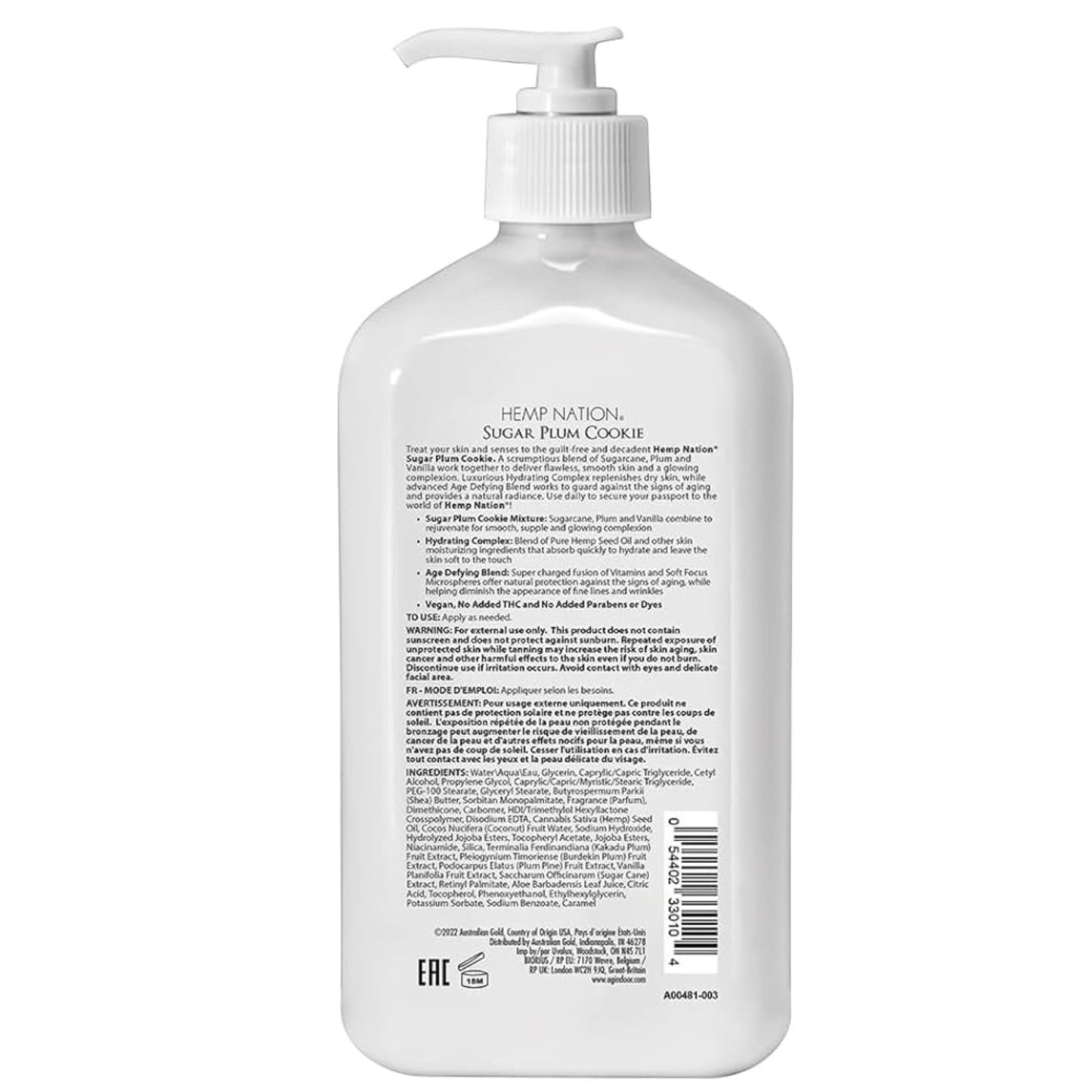 AG Hemp Nation Sugar Plum Cookie Lotion, 18 oz Beauty & Personal Care Australian Gold