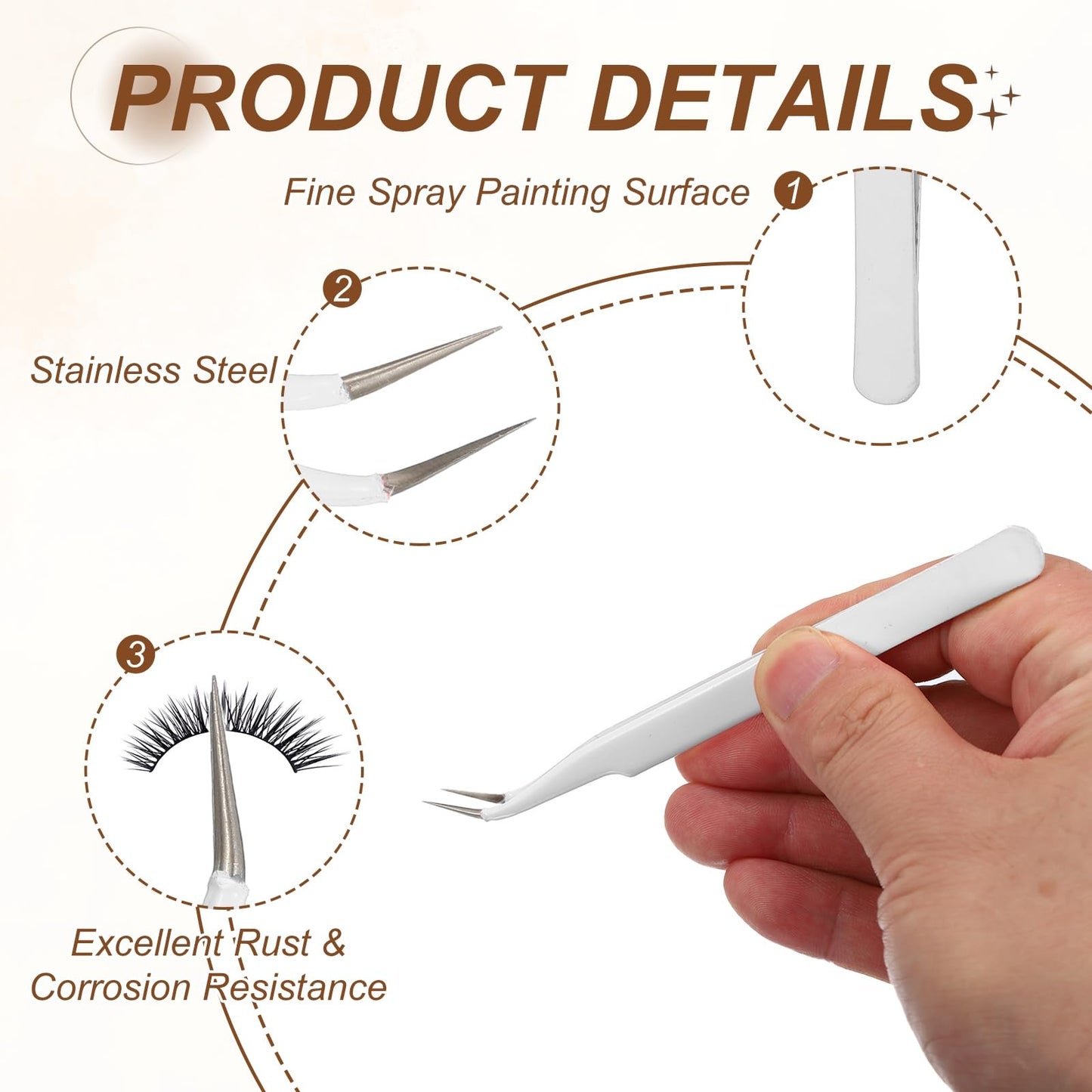 HARFINGTON 9Pcs Curved Pointed Craft Tweezers with Protective Cover, Anti-Static Stainless Steel Precision Tweezers Casual Beauty Tools for Eyelash Beauty and Personal Care HARFINGTON