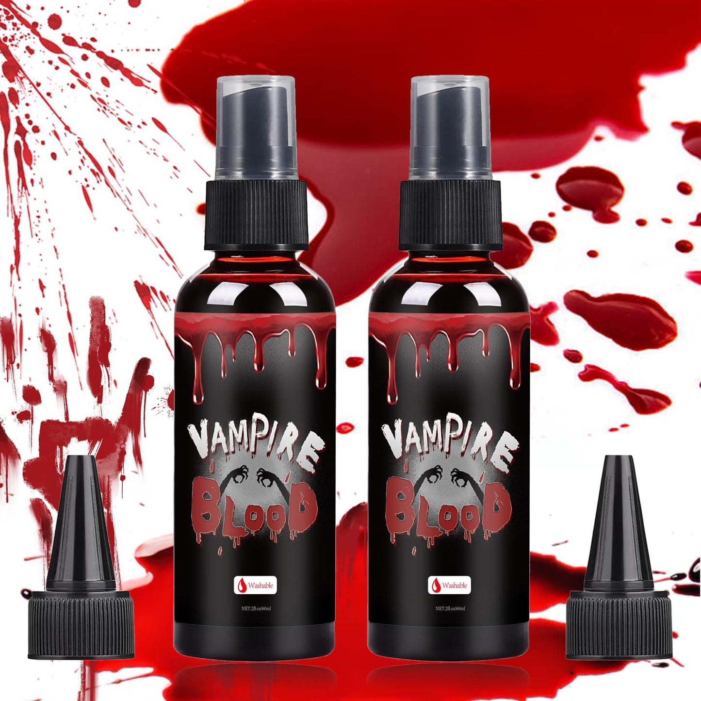 Fake Blood Spray for Halloween 2Pack, 2x2 fl oz Washable Fake Blood Makeup Kit, Realistic Dripping Fake Blood, Fake Blood for Face, Perfect Beauty & Personal Care LUYIMIN