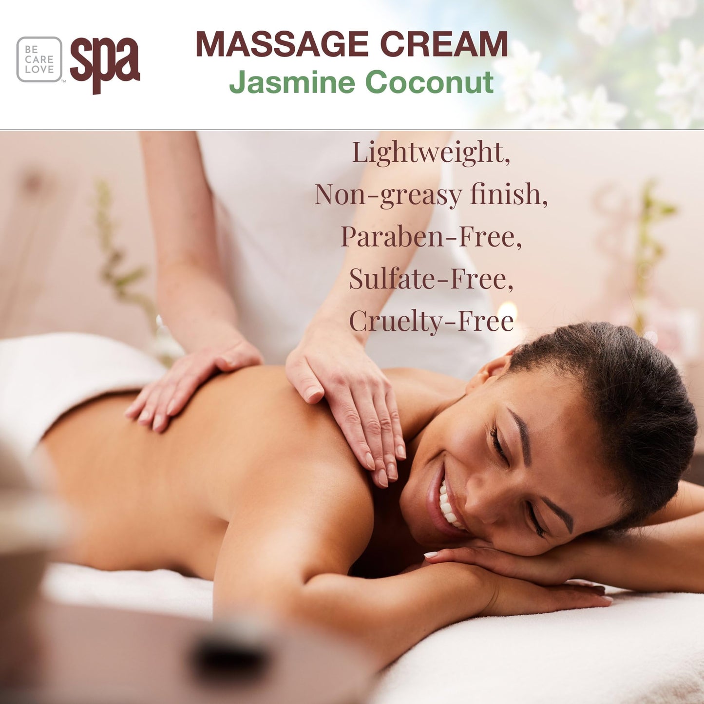 BCL SPA Massage Cream organic Jasmine + Coconut body lotion with rice extract, shea butter, aloe vera, argan and jojoba oils, body cream to hydrate Beauty & Personal Care BCL SPA