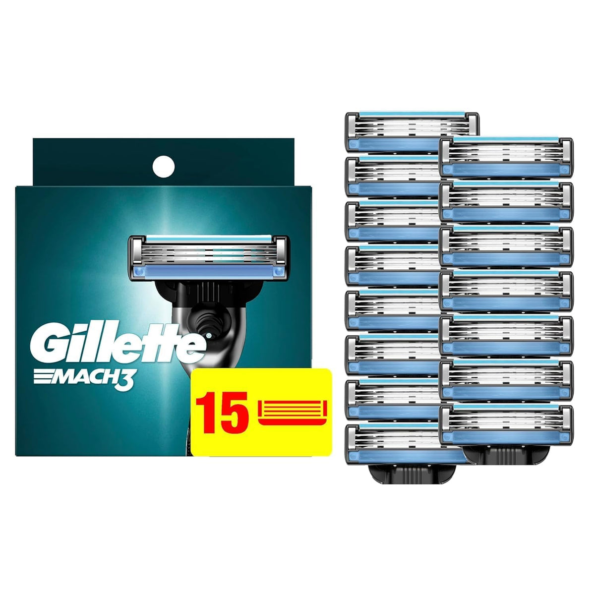 Mach3 Razor Refills for Men, 15 Razor Blade Refills Beauty and Personal Care Gillette