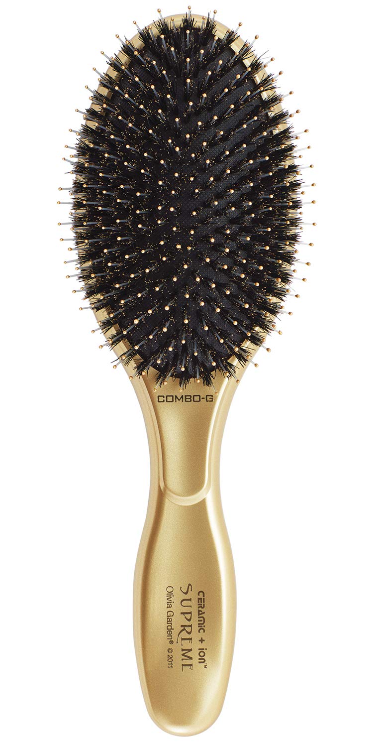 Olivia Garden Ceramic + Ion Supreme Styler Cushion Paddle Brush - Boar & Ionic for Shine, Frizz Control & Smoother Hair - Boar and Ionic Bristles Beauty & Personal Care Olivia Garden