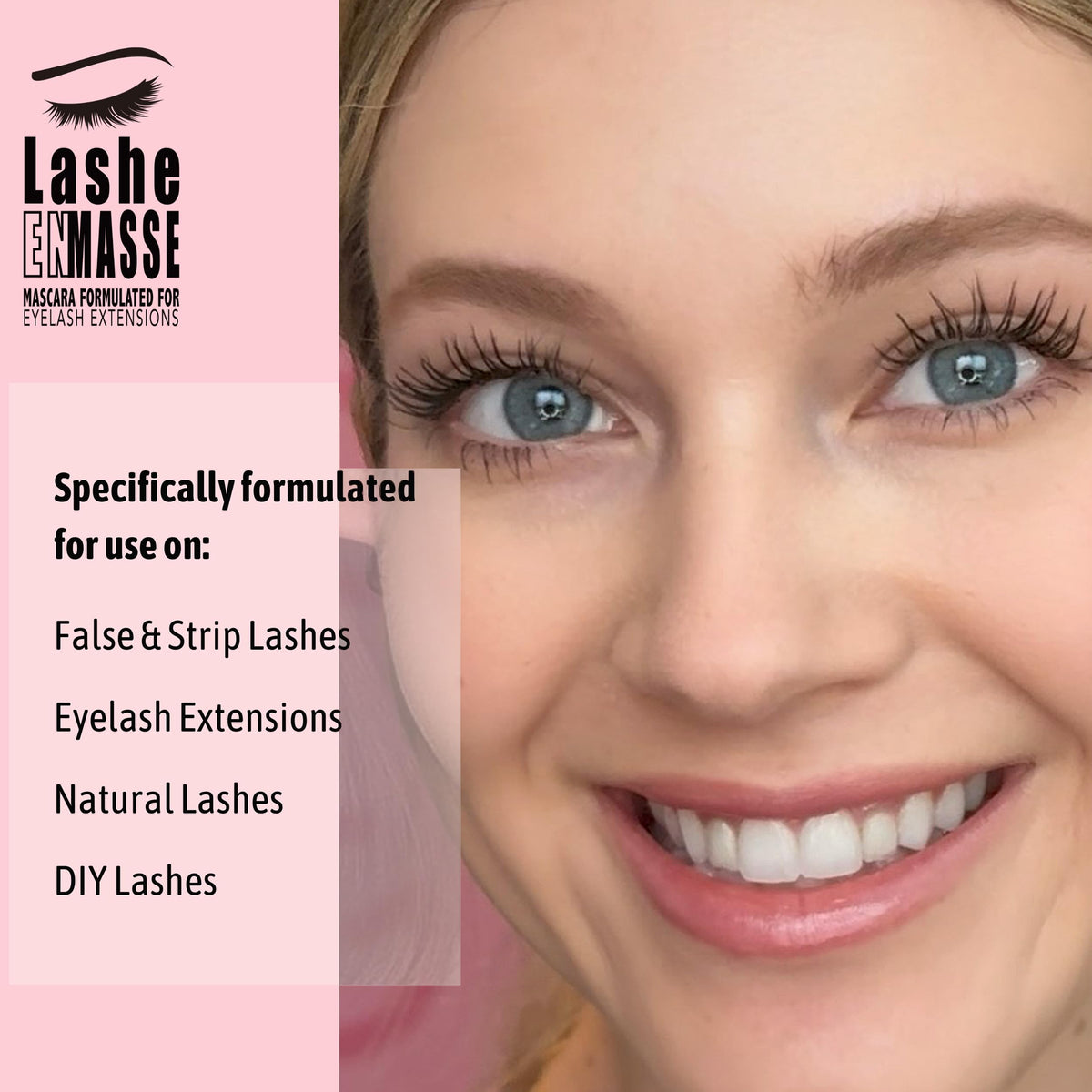 GladGirl | Lashe EnMasse Mascara for Eyelash Extensions | Oil Free Mascara with Dual-Brush Wand | Made in the USA | Vegan & Hypoallergenic