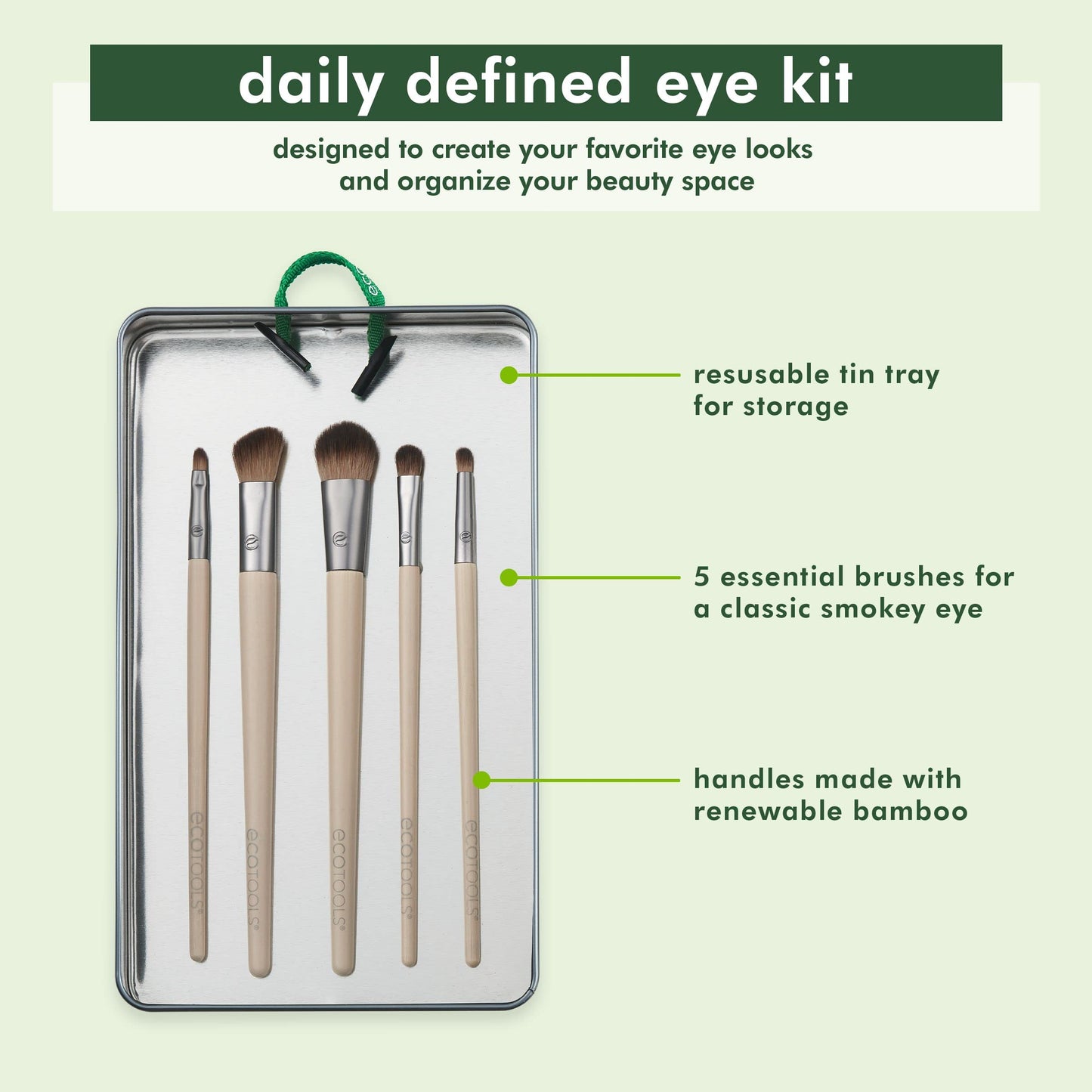 EcoTools Daily Defined Eye Brush Kit, Makeup Brushes For Liquid, Powder, & Cream Eyeshadow & Eyeliner Application, Eco-Friendly Eye Brushes, Synthetic Beauty & Personal Care EcoTools