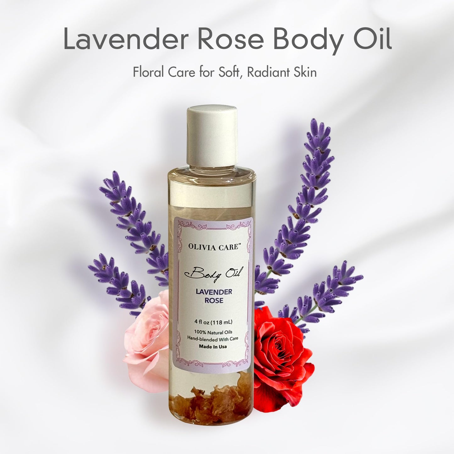 Olivia Care Body Oil Lavender Rose Vegan & Natural Perfume Oil For Women | Hydrating After Bath Oil- Infused with VITAMIN E, K & Omega Fatty Acids Beauty & Personal Care Olivia Care