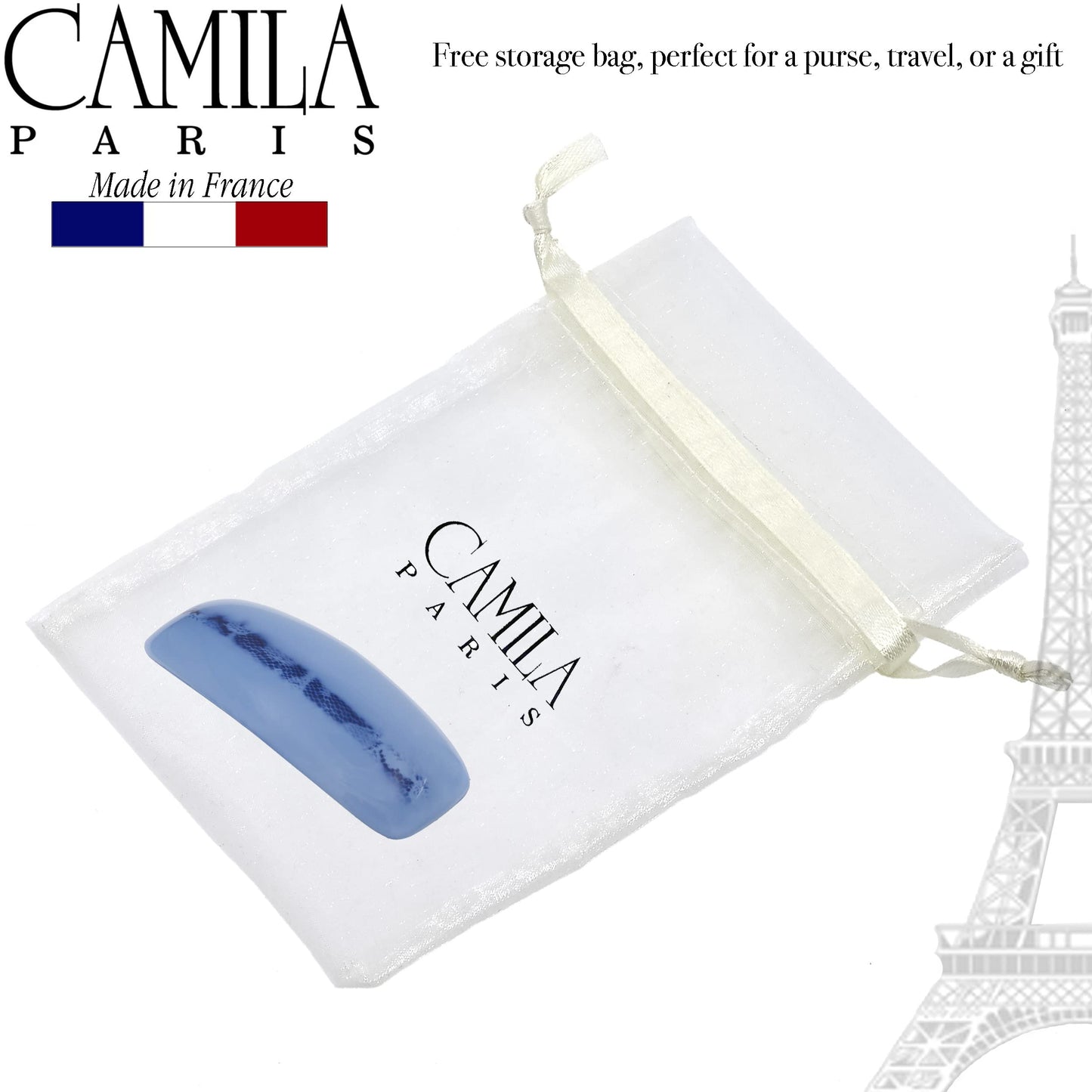 Camila Paris CP3441 French Hair Barrette Clip for Girls, Blue, Rubberized Automatic Clasp Strong Hold Grip Hair Clips for Women, No Slip and Durable Beauty & Personal Care Camila