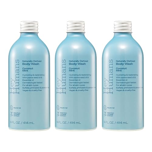 Hey Humans Coconut Mint Moisturizing Body Wash with Natural Ingredients & Jojoba Oil | Clean, Vegan, Sulfate Free Bath & Body Wash for Women & Men | Beauty & Personal Care HEY HUMANS