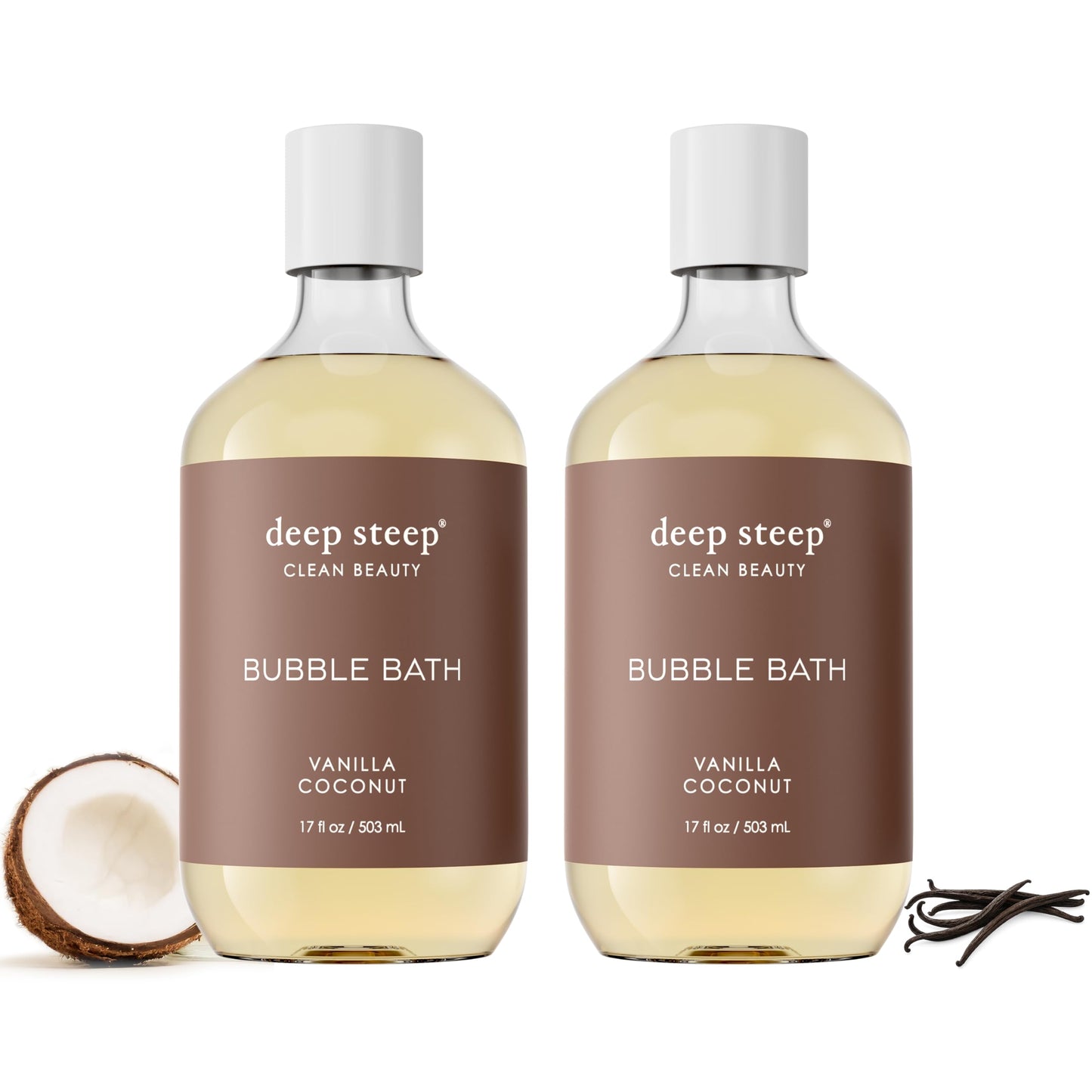 Deep Steep Bubble Bath, Vanilla Coconut 17 oz (Pack of 2) - Hypoallergenic, Clinically Tested Soothing Soak with Shea Butter & Argan Oil Beauty and Personal Care Deep Steep