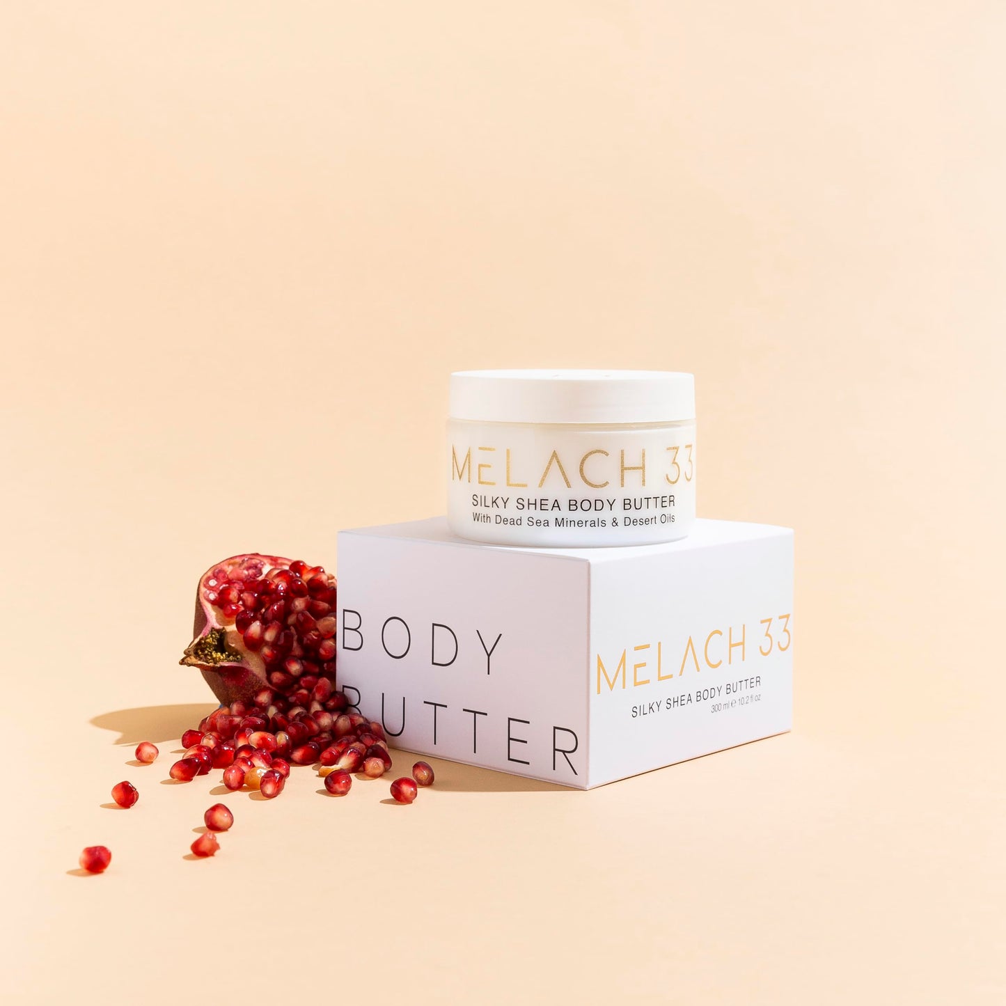 Silky Shea Body Butter with Pomegranate Seed Oil, Dead Sea Minerals & Grape Seed Oil - Lightweight, Non-Greasy, Absorbs Easily, Collagen-Boosting Beauty & Personal Care Melach 33
