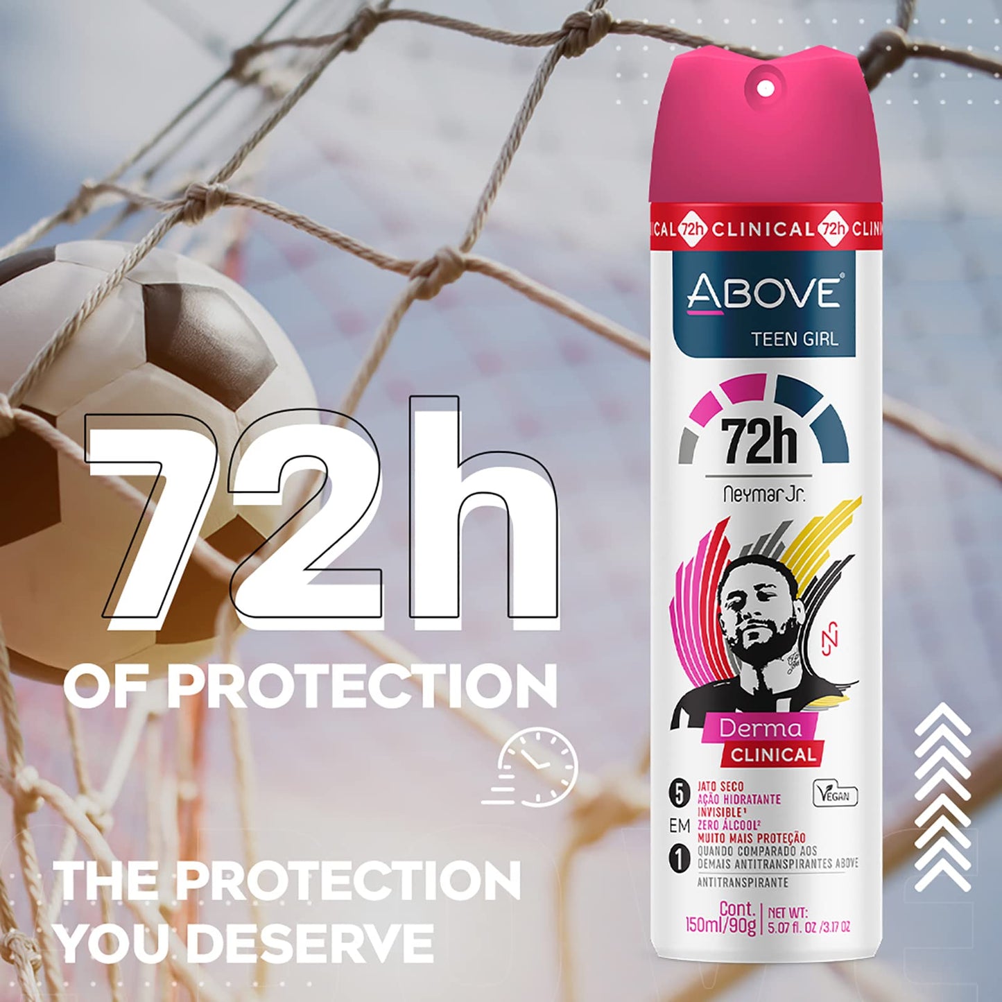 ABOVE 72 Hours Derma Clinical Antiperspirant Deodorant, Neymar Jr Teen Girl, 3.17 oz - Deodorant for Teens - Red Fruits and Vanilla Notes - Dry Spray Beauty and Personal Care ABOVE