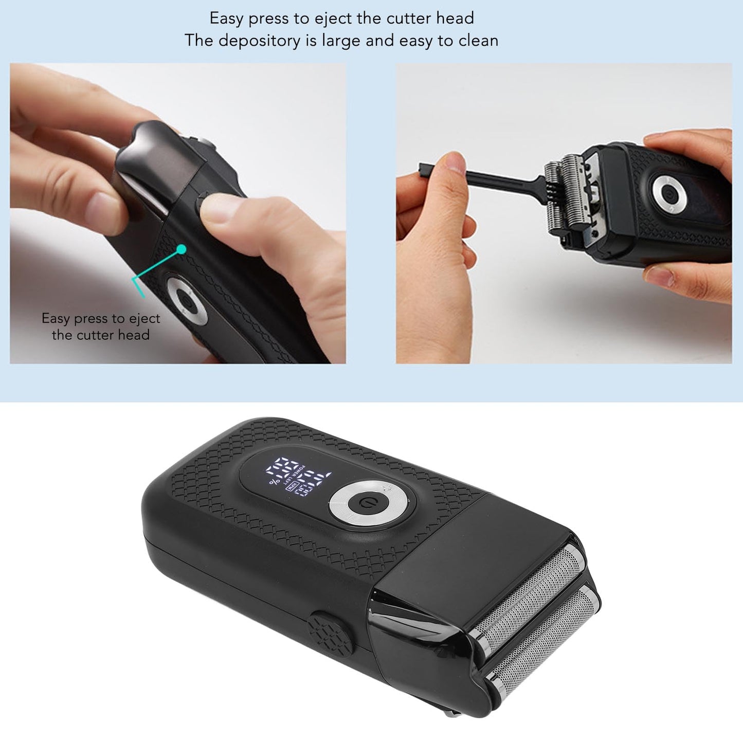 Electric for Men 3 Speeds Adjustable Beard Trimmer Rechargeable Foil and Bald Shavers with LED Digital Display (Black) Beauty and Personal Care FILFEEL