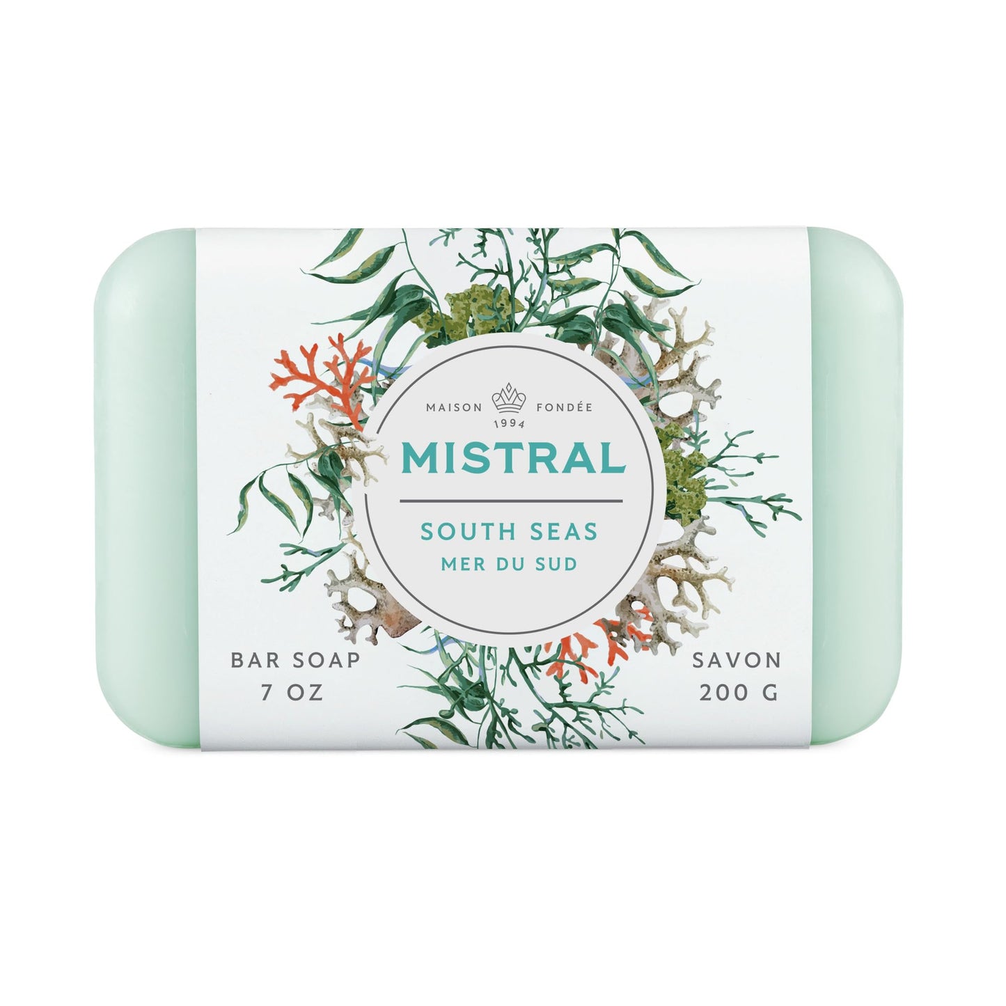 Mistral Classic French Bar Soap, South Seas, 7 oz - Triple-Milled Luxury Natural Soap with Organic Shea Butter & Olive Oil | Long-Lasting Moisturizing Beauty & Personal Care Mistral
