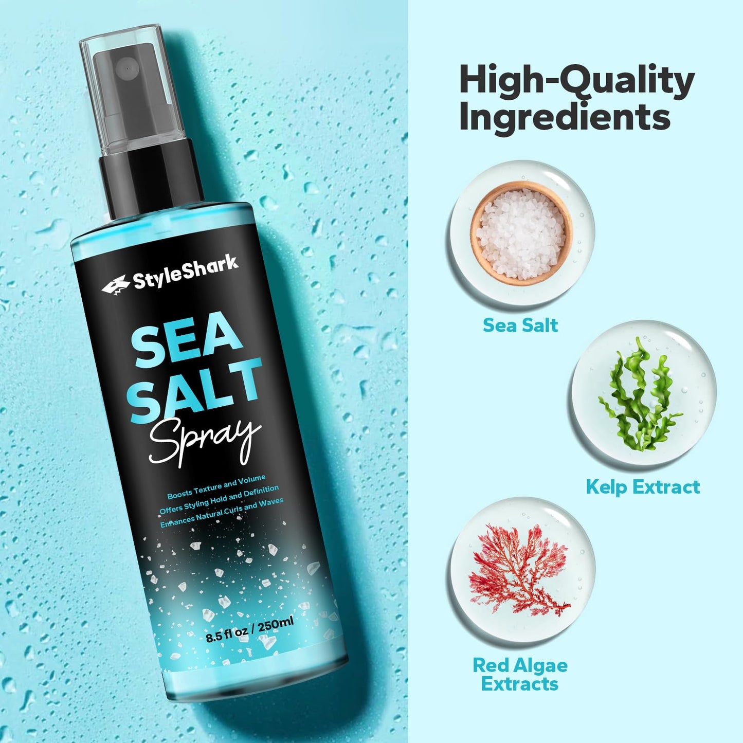 StyleShark Sea Salt Spray for Hair Men & Women (8.5 Fl Oz), Sea Salt Spray for Men, Beach Wave & Volumizing Texturing Sprays to Add Volume & Texture Beauty & Personal Care StyleShark