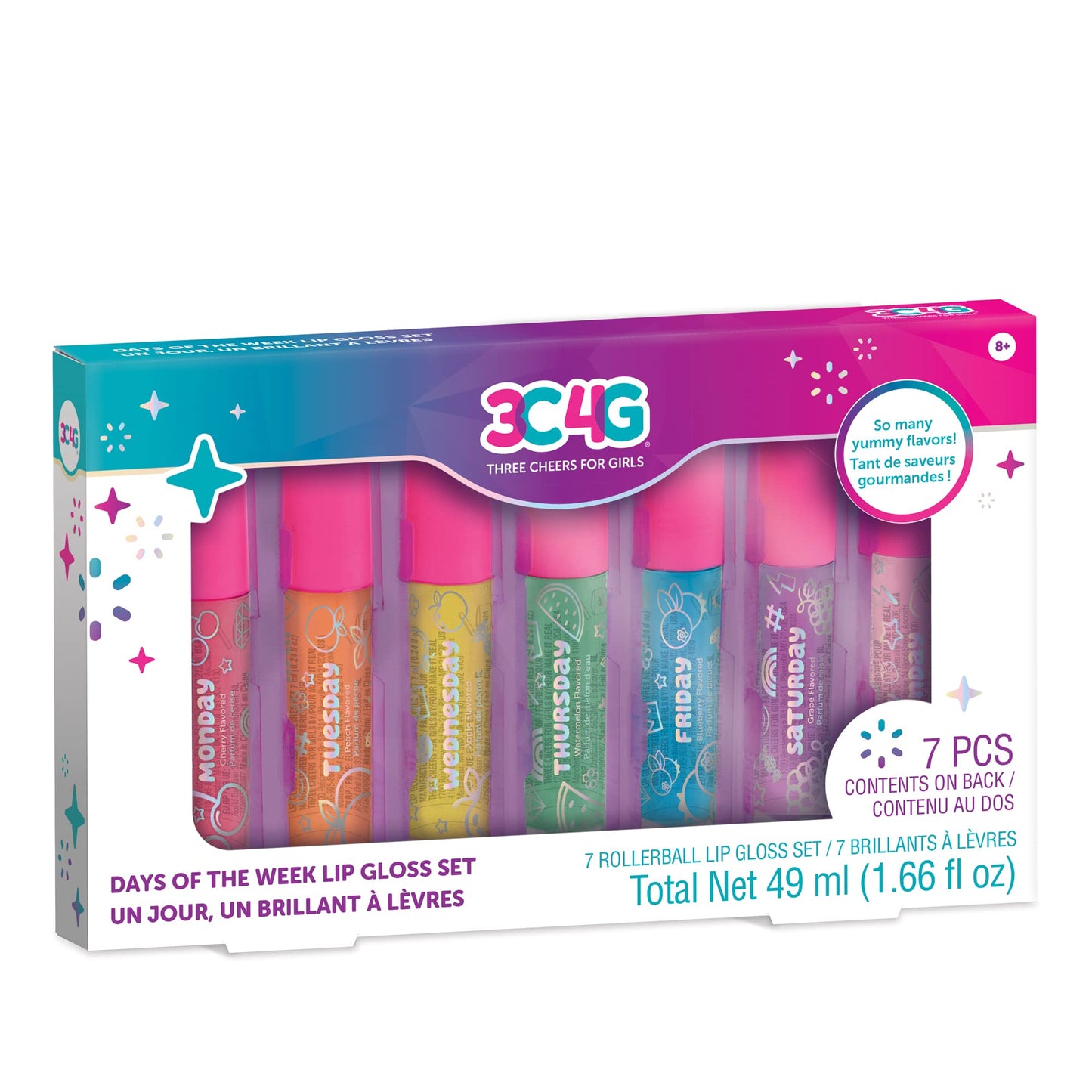 Make It Real 3C4G Days of the Week Lip Gloss Set - 7 Pack Kids Lip Gloss Kit - Clear Flavored Roll On Lip Gloss for Girls & Teens Beauty & Personal Care Make It Real