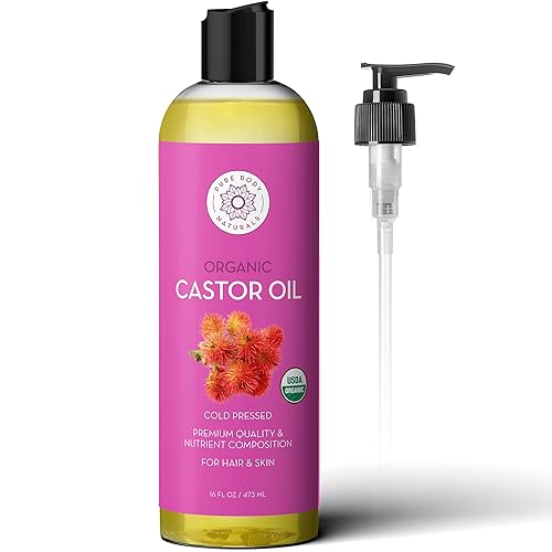 Pure Body Naturals Castor Oil for Face, Hair Growth, Skin, and Body - Cold Pressed Organic Castor Oil Aceite De Ricino Hexane Free Unrefined - 16 fl Beauty & Personal Care Pure Body Naturals