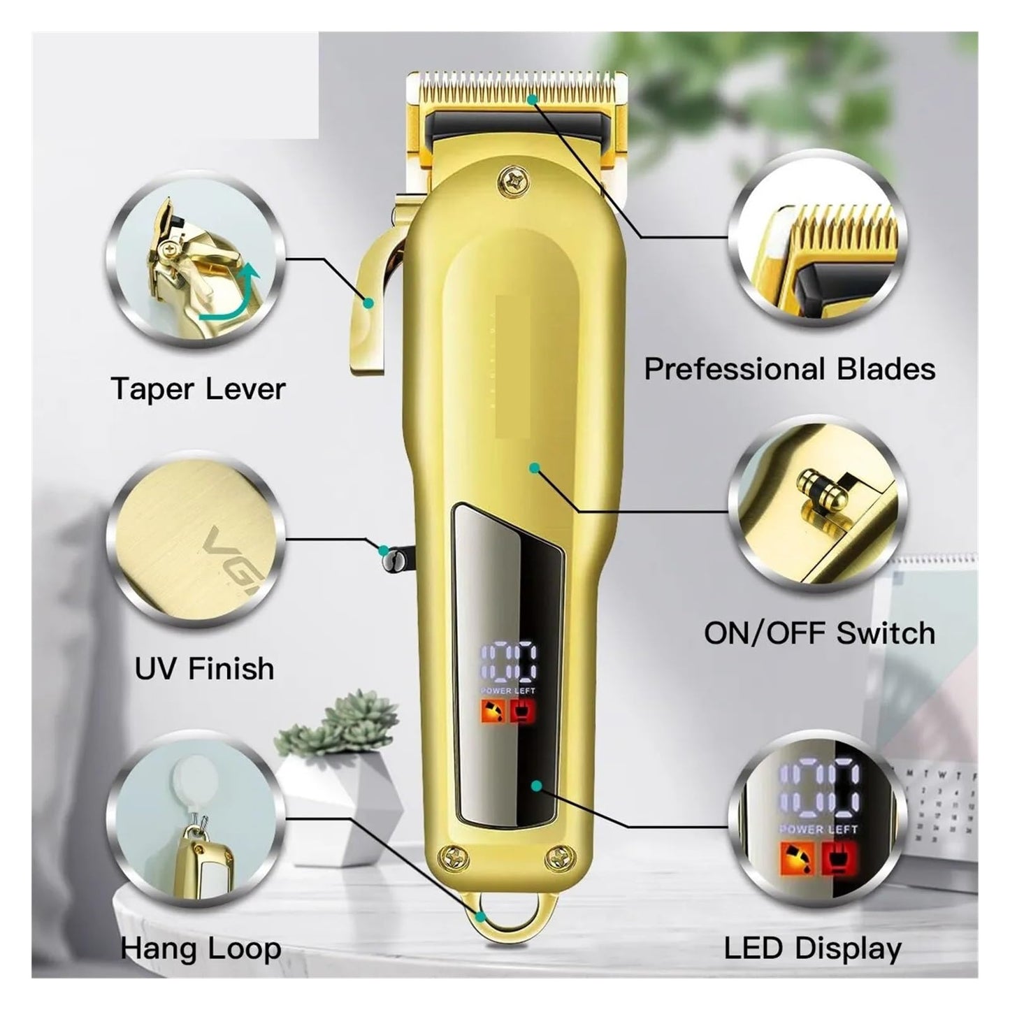 Razors Hair Clipper Hair Trimmer for Men Hair Cutting Machine Beard Trimmer Profesional Cordless Haircut Machine Rechargeable(Gold Without Box) Beauty and Personal Care EWKYLSEM