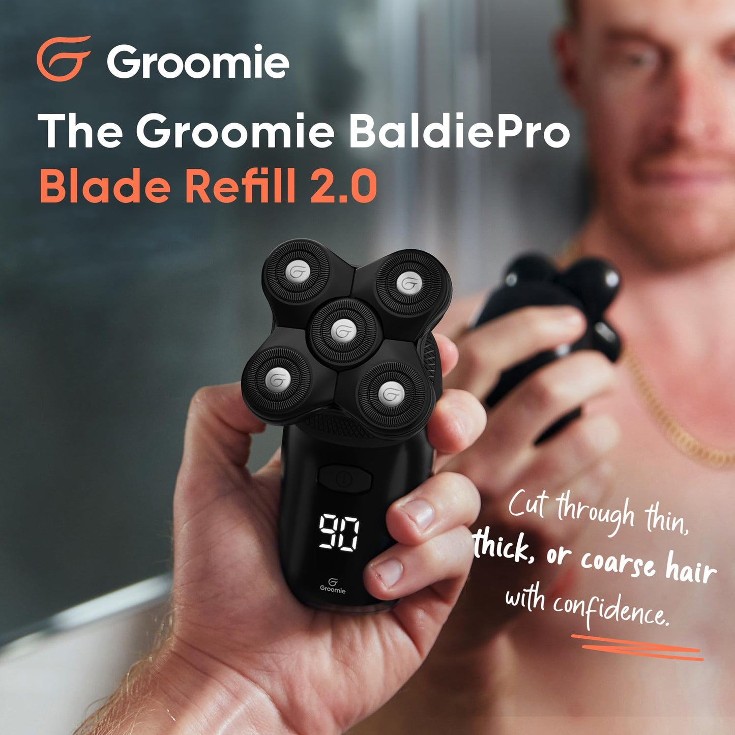Groomie BaldiePro Cordless Bald Head Shavers for Men, Blade Refill 2.0 - Waterproof Head Shavers Replacement Head - Electric Hair Shaver & Head Razor Beauty and Personal Care Groomie