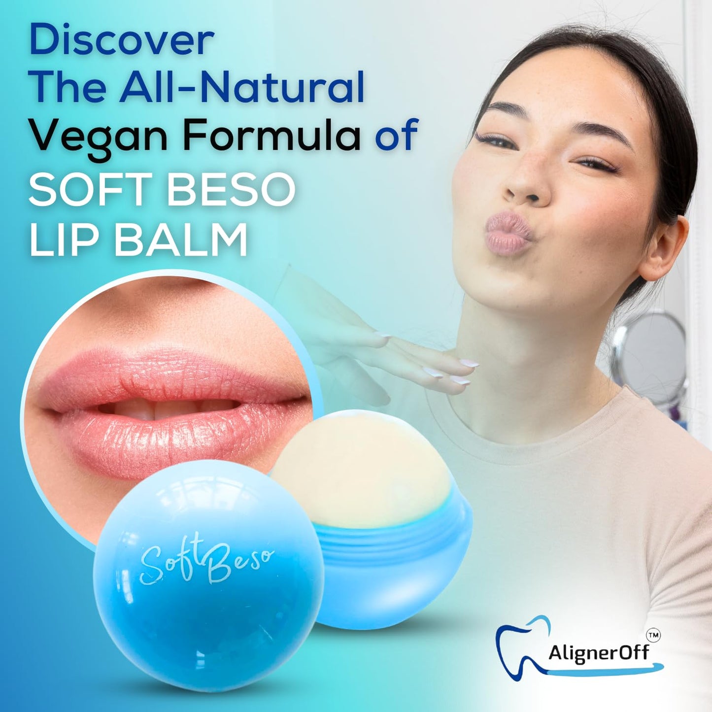 AlignerOff SoftBeso Lip Balm Blueberry Flavor - Moisturizing Lip Balm for Soft, Beautiful Lips - Hydrating & Nourishing Vegan Lip Care for Dry Beauty and Personal Care AlignerOff