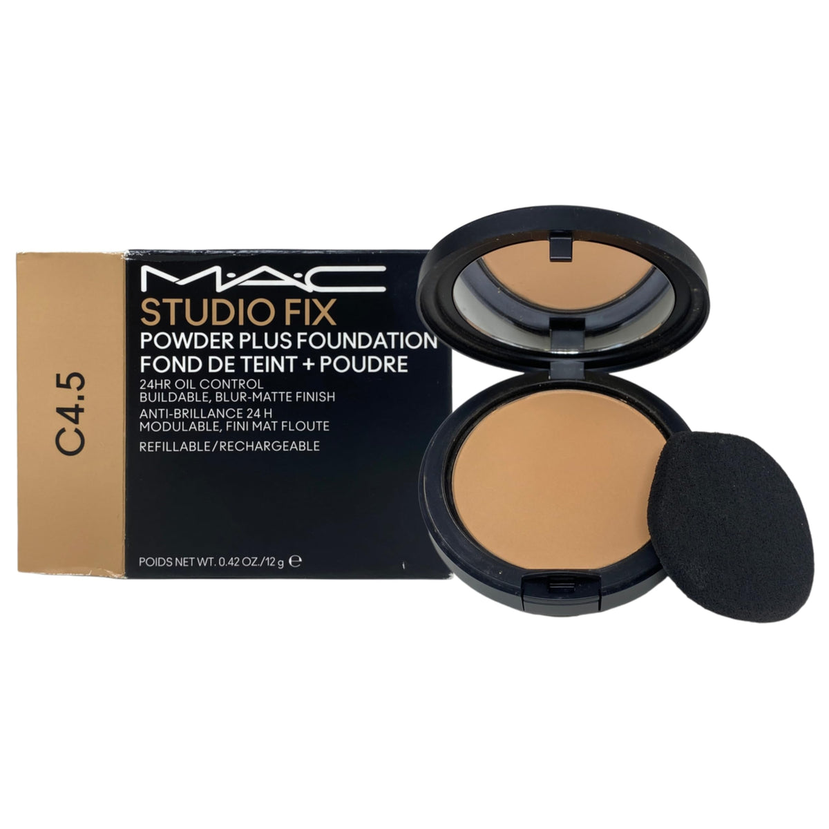 M.A.C Studio Fix Powder Plus Foundation 24 hr Oil Control Refillable - C4.5 (medium with neutral undertones) .42 Oz / 12g