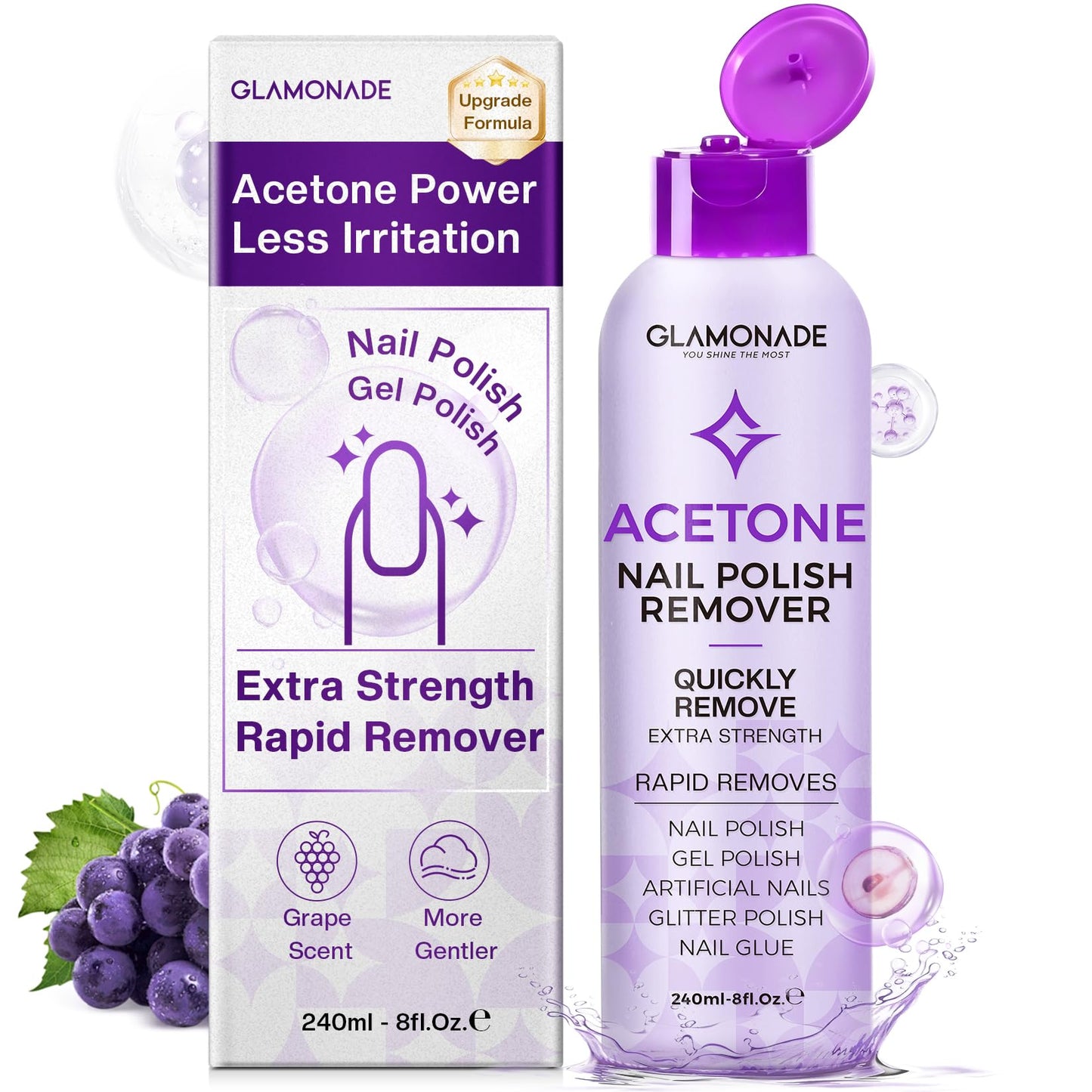 Glamonade Acetone Nail Polish Remover Kit: Soak off Gel Polish Remover Includes Nail Cuticle Oil, Nail Clips Set, Nail File, Cotton Pads, Nail Buffer Beauty and Personal Care Glamonade Default Title