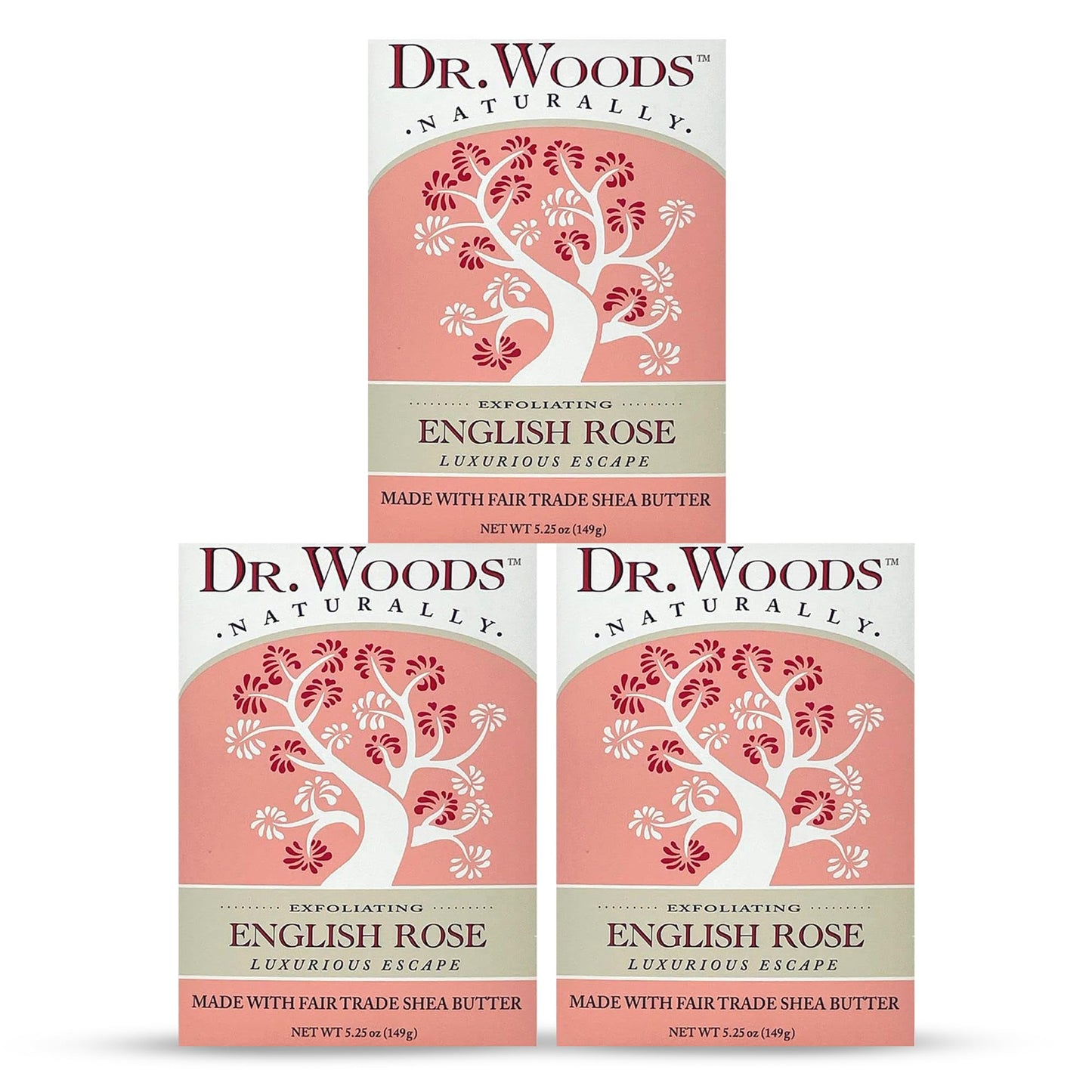 Dr. Woods English Rose Bar Soap with Organic Shea Butter - Pure Rose Scented Soap for Men and Women, Moisturizing and Exfoliating - 5.25 Oz (Pack Beauty & Personal Care Dr. Woods