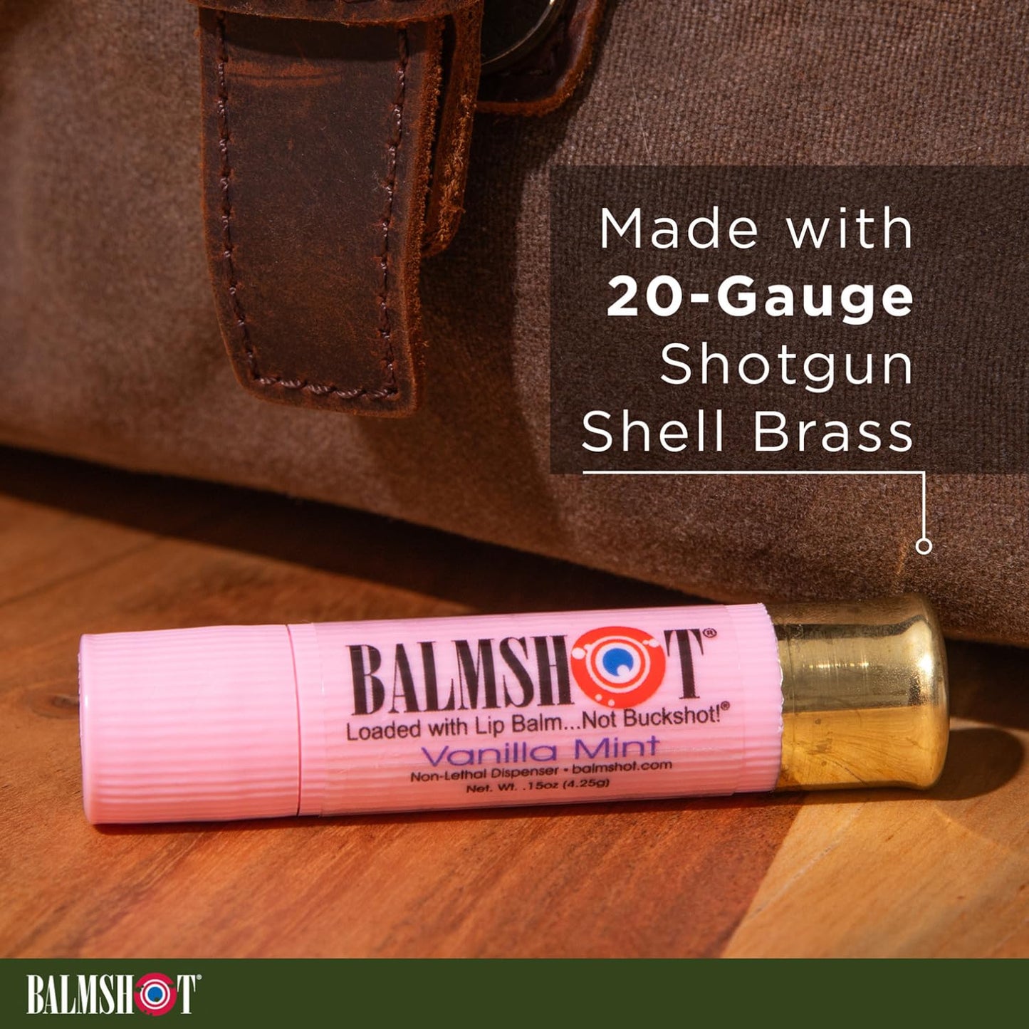 BALMSHOT Lip Balm (2-Pack) of Classic & Pure Pink Vanilla Mint - SPF 15, Beeswax Chapstick for Dry Chapped Lips, 20-Gauge Brass Shotgun Shell Tube Beauty & Personal Care Balmshot