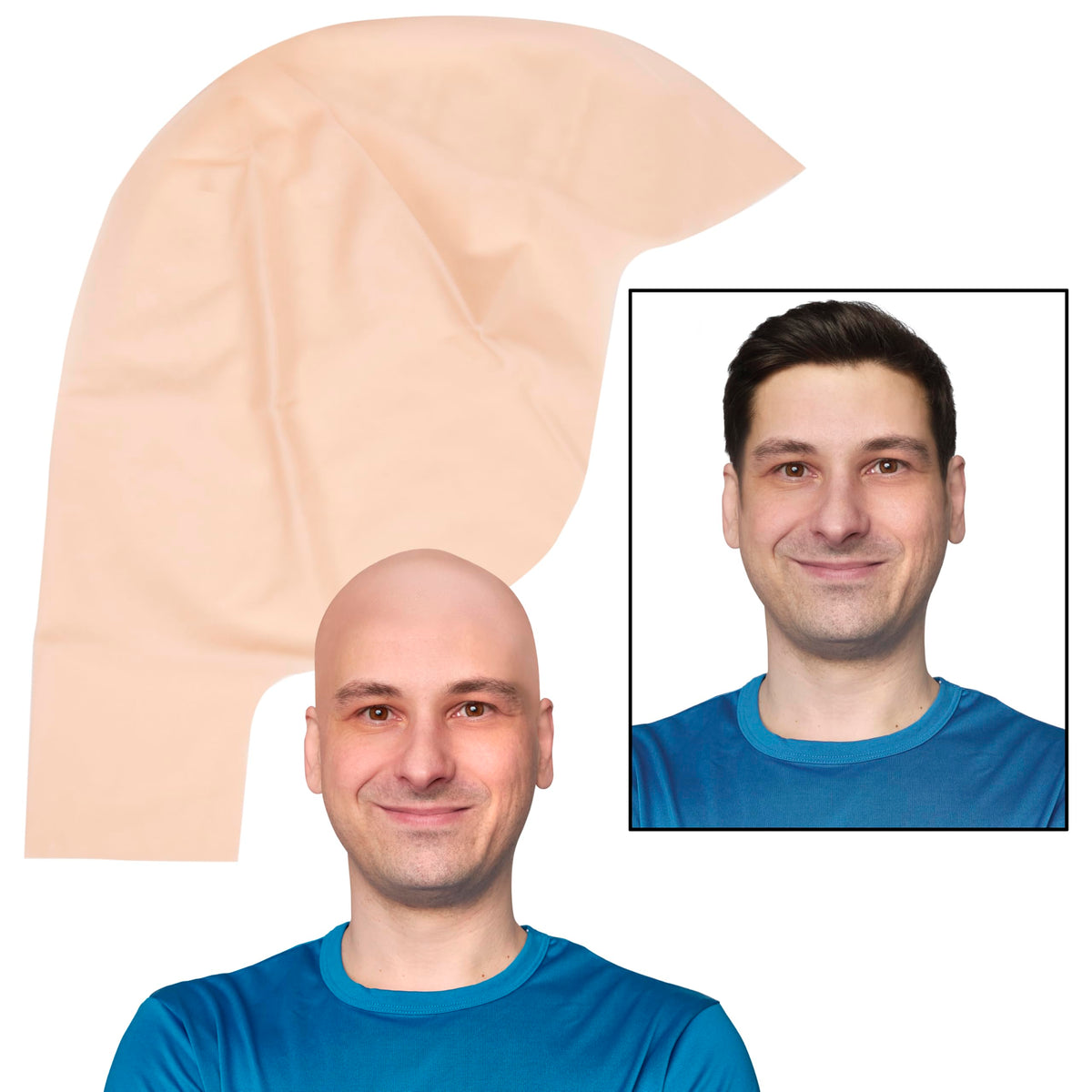 Kangaroo Realistic Beige Latex Bald Cap for Men & Women for Halloween Party