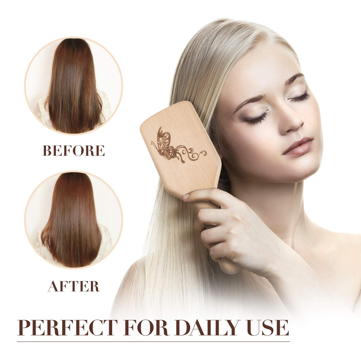Hair Brush Boar Bristle Hairbrush for Thick Curly Thin Long Short Wet or Dry Hair Adds Shine and Makes Hair Smooth, Best Paddle Hair Brush for Men Beauty & Personal Care URTHEONE