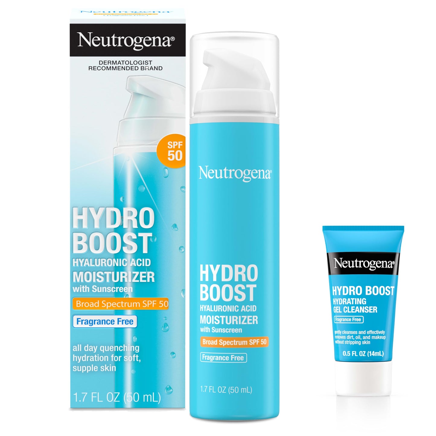 Neutrogena Hydro Boost Hyaluronic Acid Hydrating Face Moisturizer With SPF 50, Fragrance Free Facial Moisturizer, 1.7 fl. oz, & Trial Size Hydro Boost Beauty & Personal Care Neutrogena