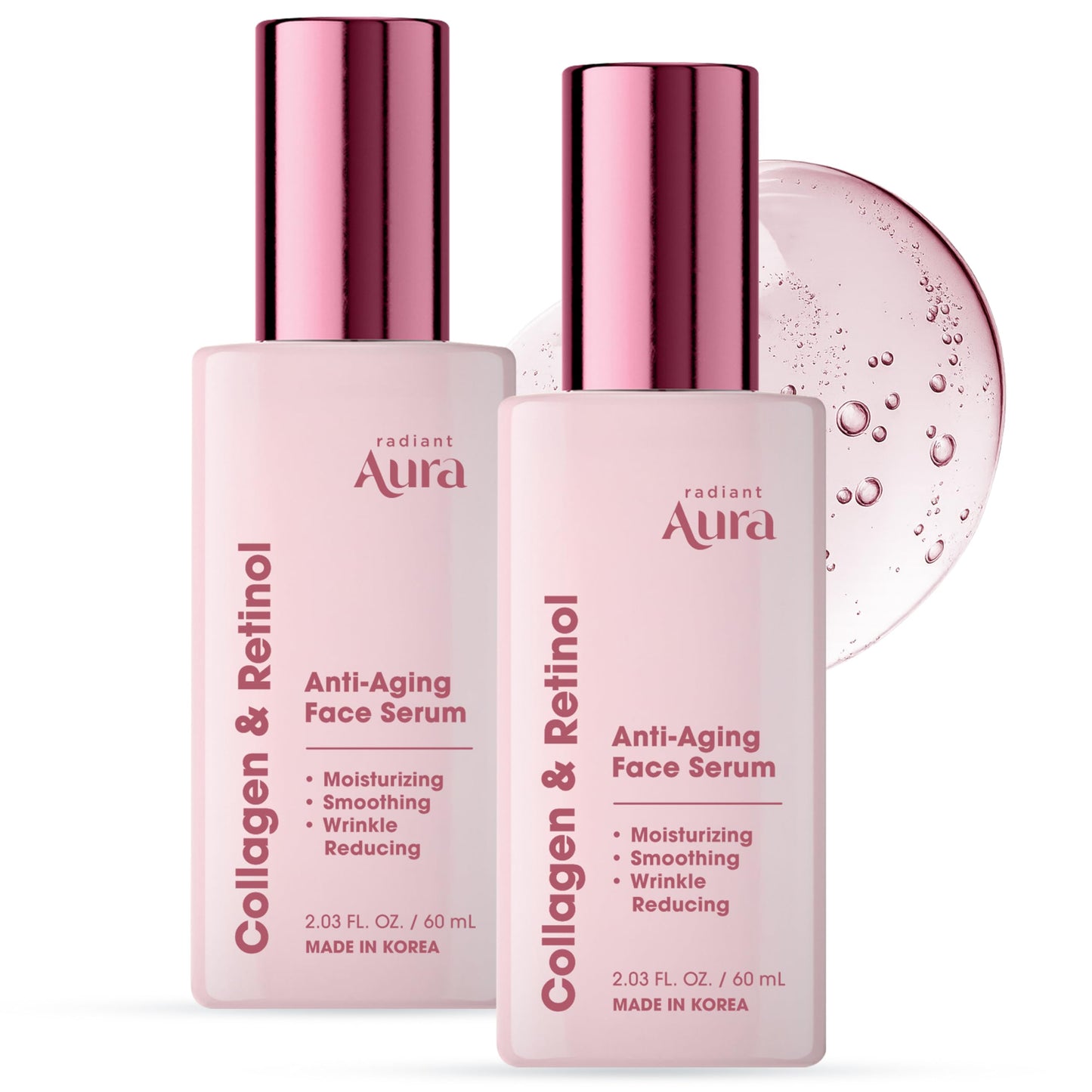 Radiant Aura Collagen & Retinol Serum For Face - Dermatologist Tested, Anti Aging, Korean Skin Care - Firming, Hydrating, Fast-Absorbing, Smoothing Beauty & Personal Care Radiant Aura