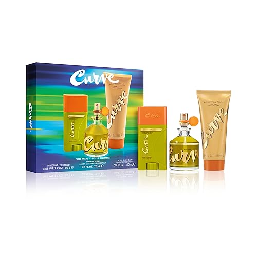Curve for Men 3 Piece Fragrance Gift Set, Deodorant, Aftershave Balm & Cologne, Spicy Woody Magnetic Scent for Day or Night, 2.5 fl oz Beauty & Personal Care Curve