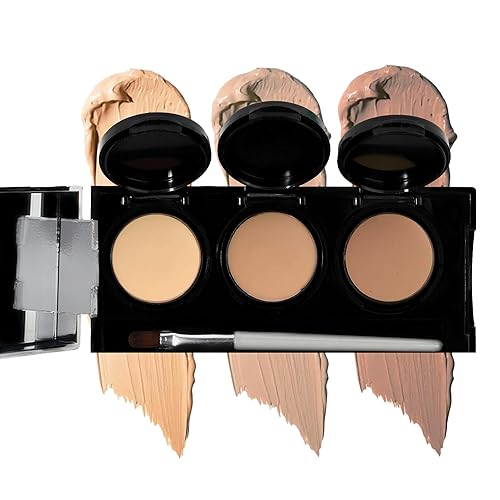 Full Coverage Concealer Palette, Waterproof Concealer Cream, 3 Colors + Brush, by Dermaflage Beauty & Personal Care Dermaflage