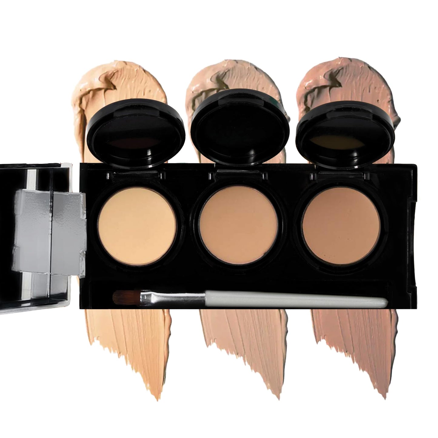 Full Coverage Concealer Palette, Waterproof Concealer Cream, 3 Colors + Brush, by Dermaflage Beauty & Personal Care Dermaflage