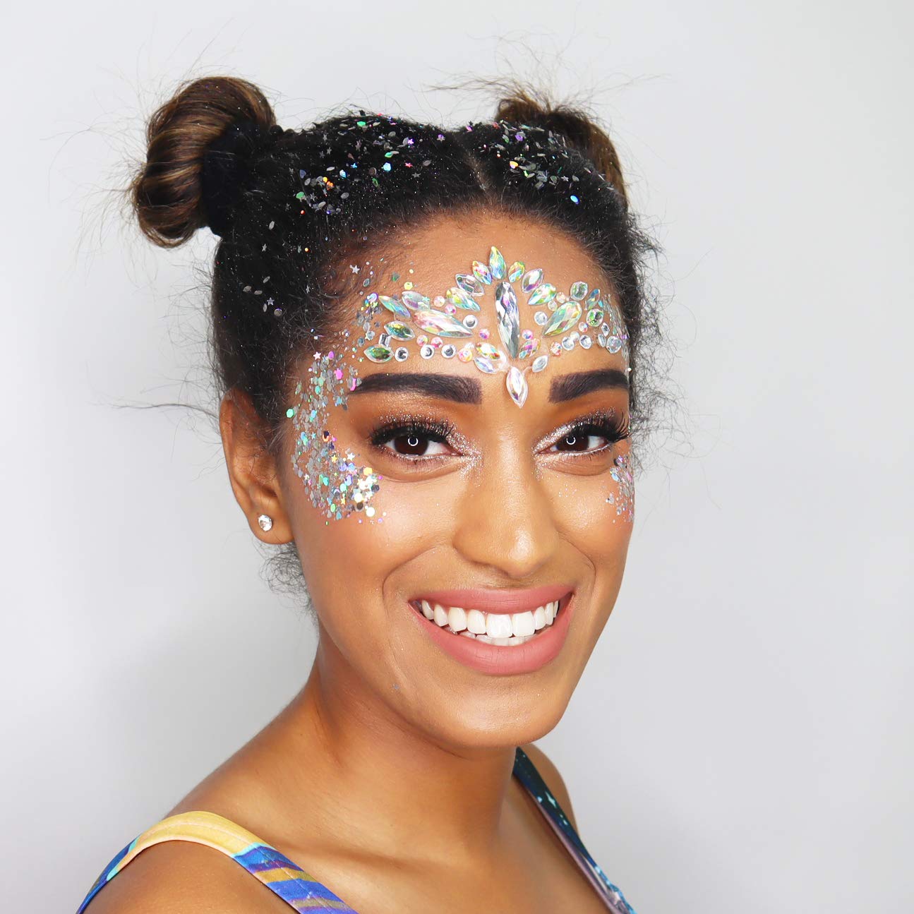 Holographic Silver - Face & Body Glitter - Chunky Glitter - Uses Include: Holidays, Cheerleading, Festival, Rave, Hair, Makeup, Face, Body, Nails Beauty & Personal Care Electric Bliss Beauty