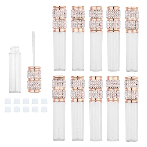 AJLTPA 10 Pack Pearl Diamond Lip Gloss Wand Tubes, 5ml Empty Lip Gloss Containers, Lipgloss Lip Balm Bottles with Rubber Stoppers for Lip Gloss Balm Beauty & Personal Care AJLTPA