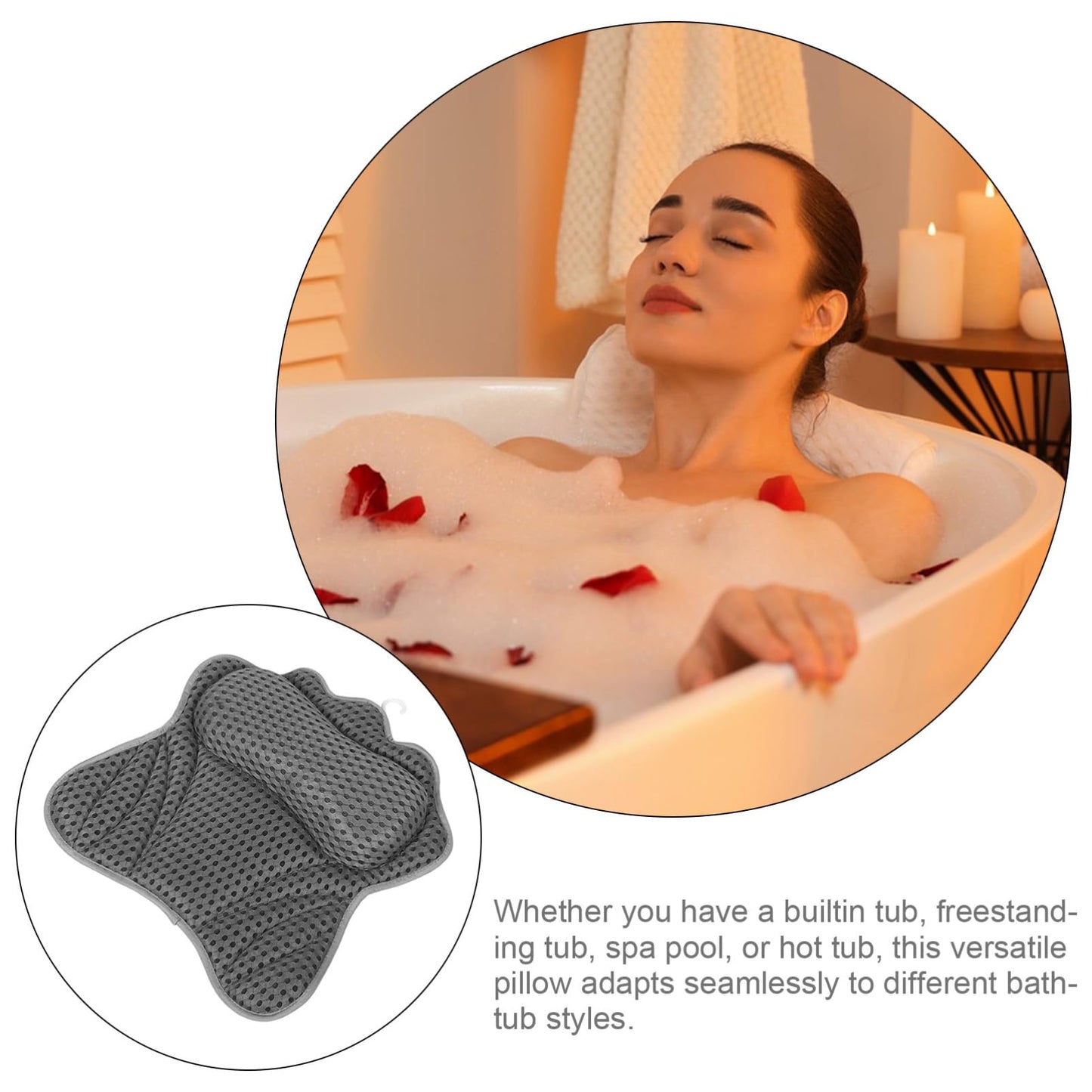 Ipetboom Soft Butterfly Bath Pillow with Suction Cups Breathable Air Mesh for Neck and Back Support Spa Bathroom Accessory for Relaxation Beauty and Personal Care Ipetboom
