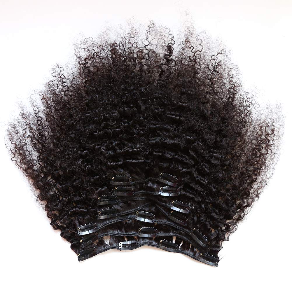 ZigZag Hair Afro Kinky Curly Clip In Human Hair Extensions Brazilian Virgin African American 4B 4C Natural Clip Ins For Black Women (10inch, 3B 3C) Beauty & Personal Care zigzag hair