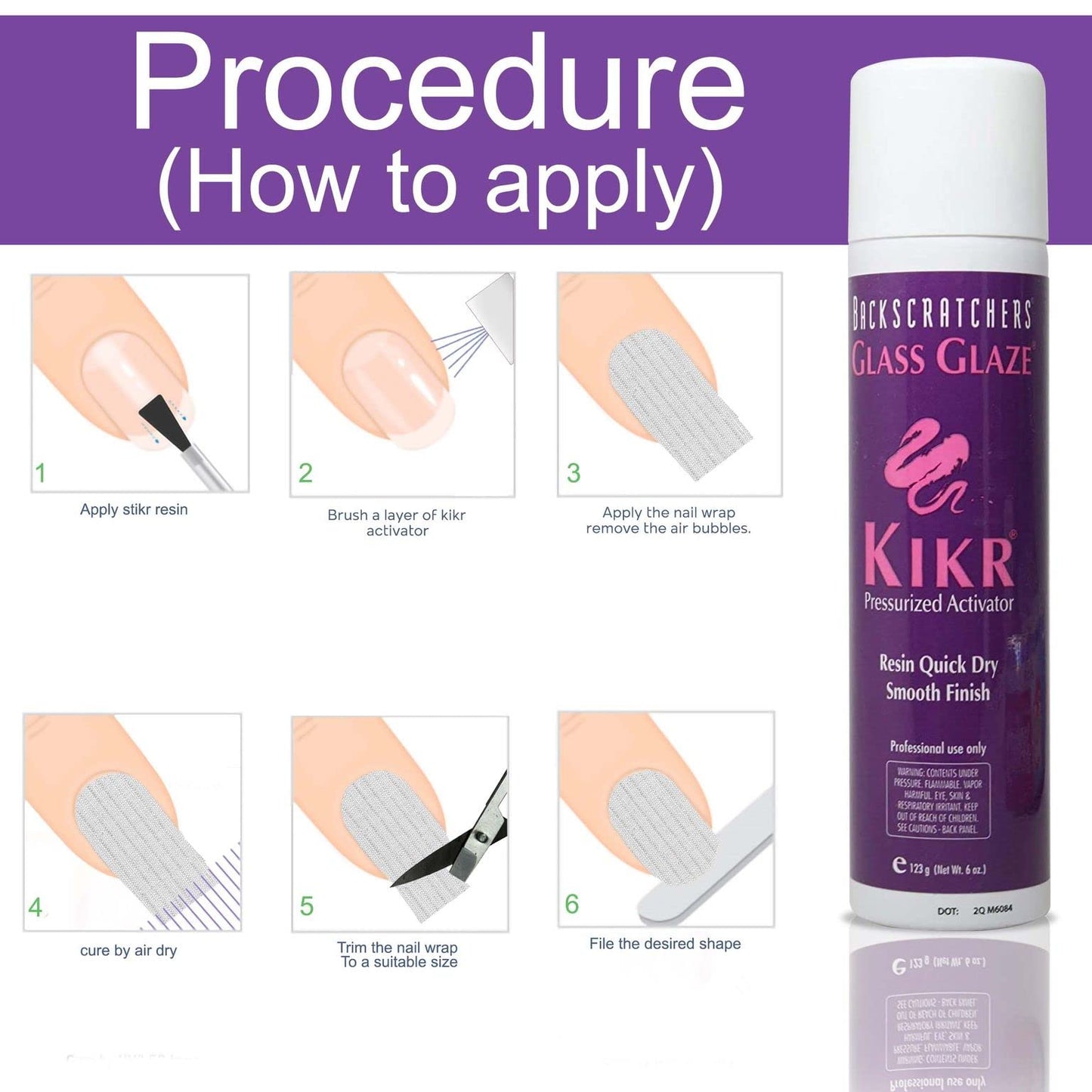 BACKSCRATCHERS - Kikr Activator - Fiberglass Or Silk Wrap Nail Extension Glue - 6 Oz Beauty & Personal Care BACKSCRATCHERS