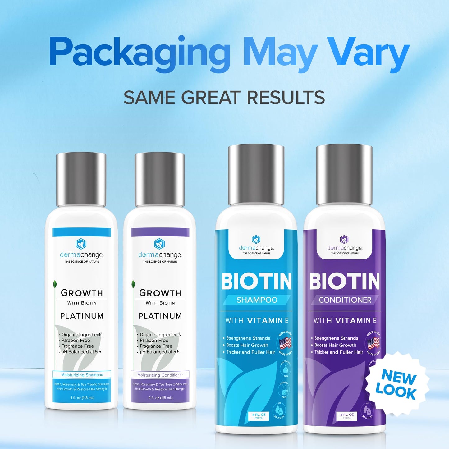 Biotin Hair Growth Shampoo and Conditioner Set - Sulfate Free, Deep Conditioner for Dry Damaged Hair - Made in USA (4 oz) Beauty & Personal Care DermaChange
