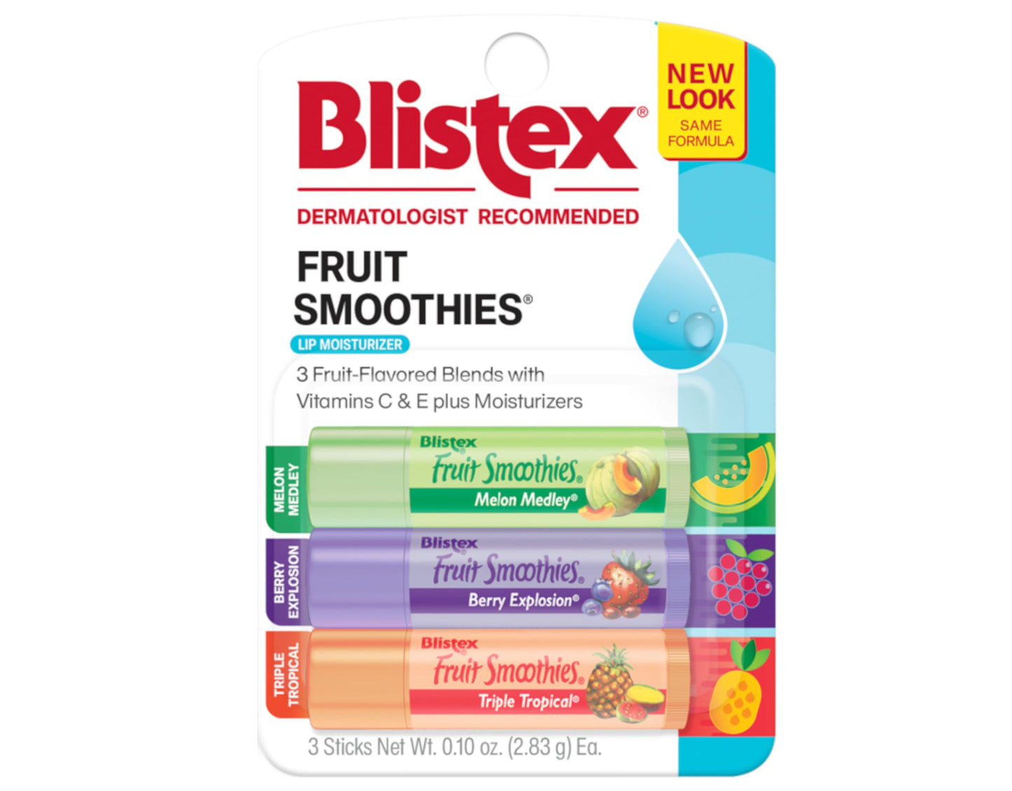Blistex Fruit Smoothies Lip Moisturizers 3 Sticks 0.10 oz each Pack of 2 Beauty & Personal Care Blistex