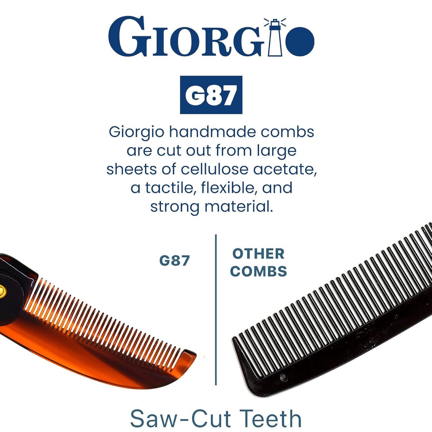 Giorgio G87 Folding Mustache and Beard Comb, Small Pocket Comb for Men,Fine Tooth,Handmade, Saw-cut, Hand Polished,Pocket Styling Combs for Everyday Beauty and Personal Care GIORGIO