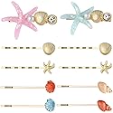 HINZIC 10 Pack Mermaid Starfish Hair Clips, Seashell Pearls Crystal Hair Sticks, Sparkling Sea Star Bobby Pins Ponytail Holder, Faux Wedding Headpiece Beauty & Personal Care HINZIC