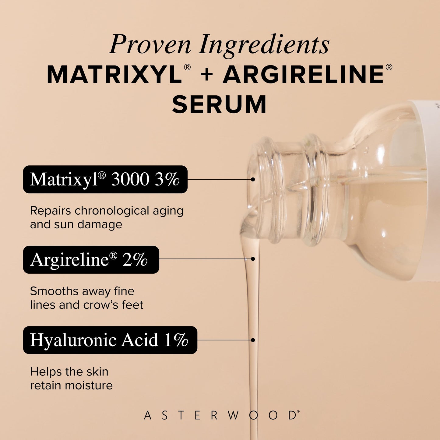 Asterwood Matrixyl 3000 + Argireline Serum with Hyaluronic Acid - Anti-Aging, Wrinkle Reducing, Collagen Boosting - Fragrance-Free - 2 Fl Oz Beauty & Personal Care Asterwood