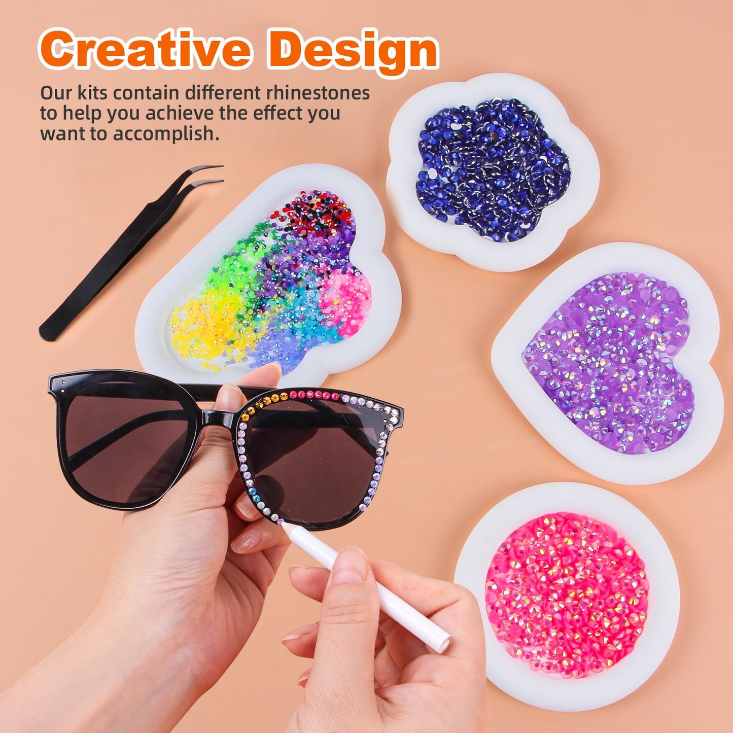 9000Pcs Resin Jelly Rhinestones for Bedazzling, 24 Colors 5mm Flatback Gems for Diamond Art, Bedazzler Kit with 3Pcs 10ml B7000 Jewelry Glue Beauty and Personal Care EGKamh