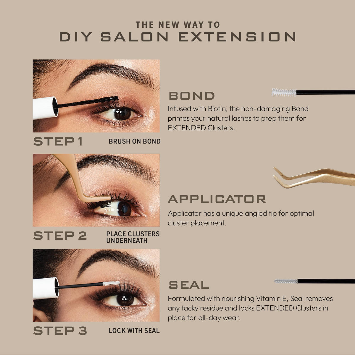 VLuxe DIY Eyelash Extension Mini Bond & Seal Lash Adhesive Infused with Biotin & Vitamin E, Strong Nourishing Water Resistant Lash Glue