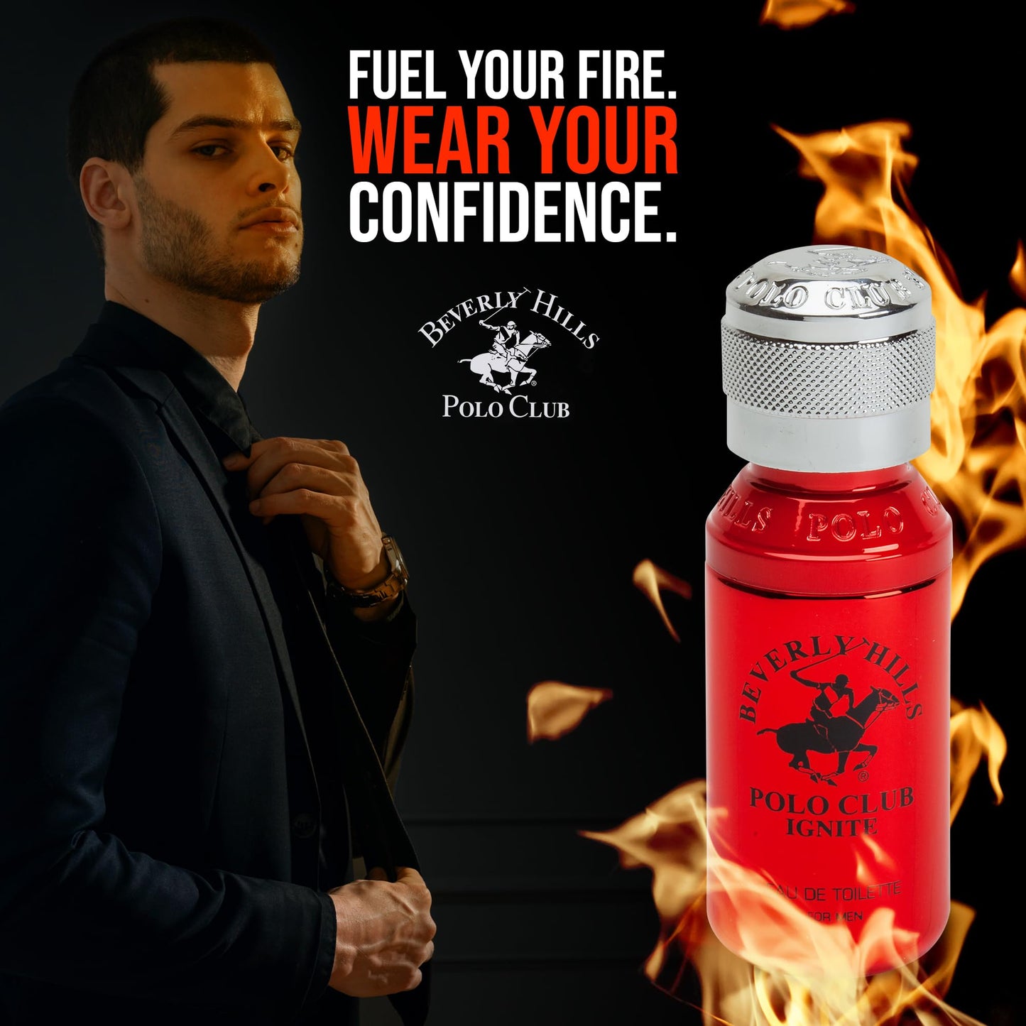 Beverly Hills Polo Club IGNITE Eau De Toilette for Men - Captivating Spicy Woody Fresh Scent Spray, 1.7 fl oz (50ml) Travel Size Beauty & Personal Care Beverly Hills Polo Club