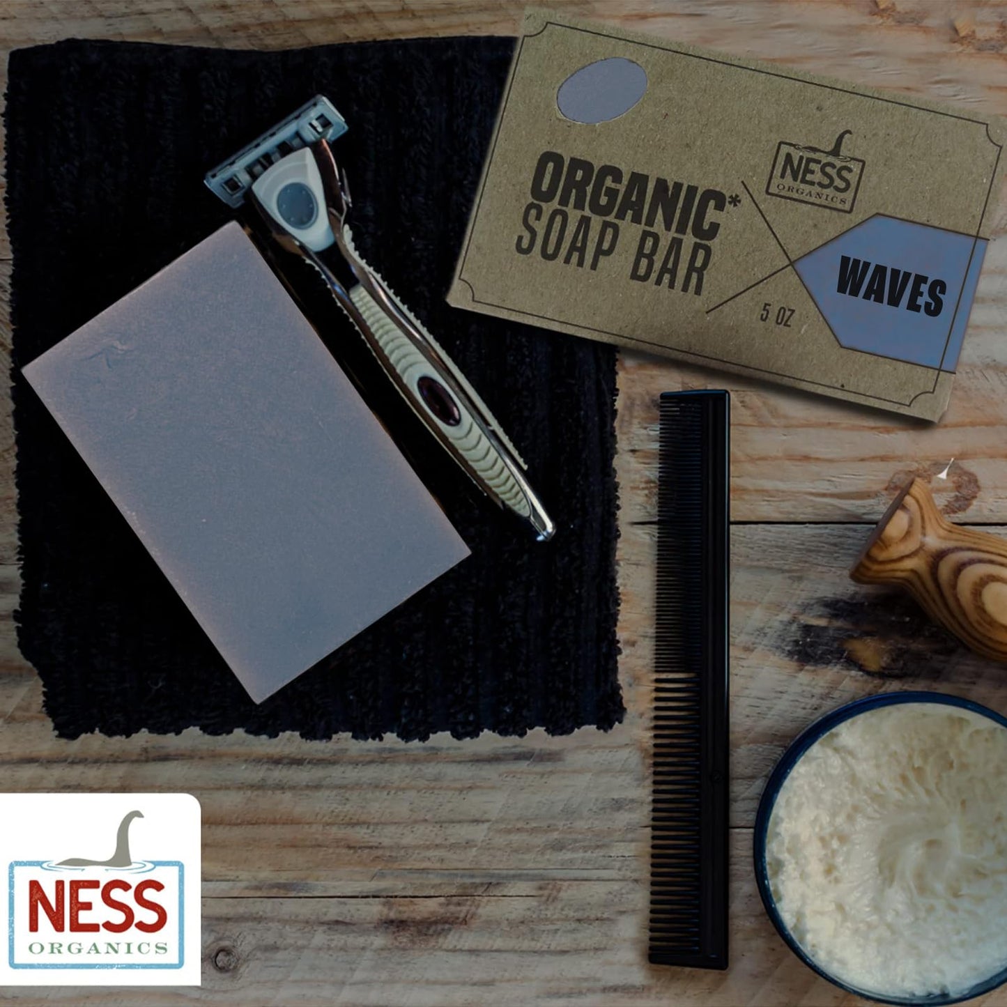 Ness Mens Soap Bar - Waves Scent - Natural Soap For Men - Mens Bar Soap With Organic Ingredients & Essential Oils - Moisturizing Bar Soap - Handmade Beauty & Personal Care Ness Organics