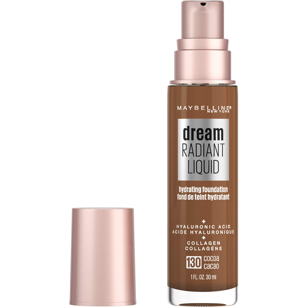 Maybelline Dream Radiant Liquid Medium Coverage Hydrating Makeup, Lightweight Liquid Foundation, Cocoa, 1 Count