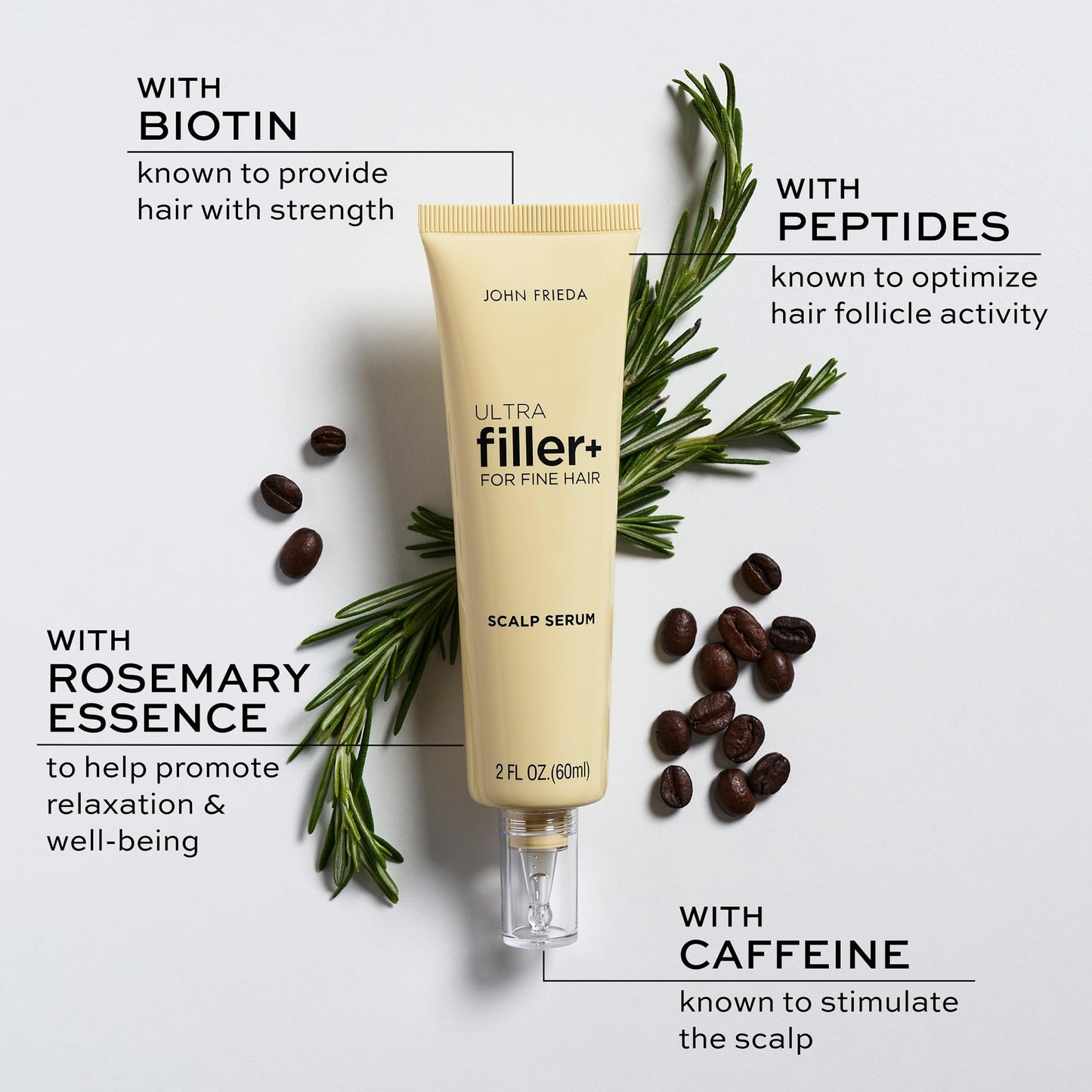 John Frieda ULTRAfiller+ Hair Density Scalp Serum for Fine Hair, Volumizing Hair Serum, Scalp Treatment for Thickening for Women and Men, 2 Oz Beauty & Personal Care John Frieda