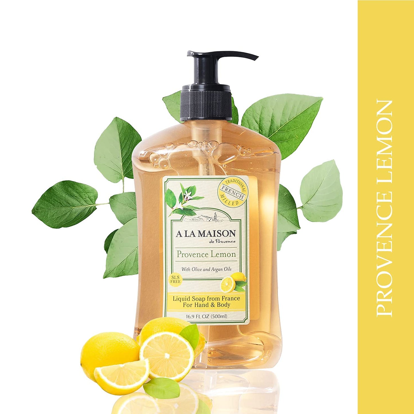 A LA MAISON Provence Lemon Liquid Hand Soap 16.9 Fl Oz - Natural Hand Wash Made with Essential Oils - Biodegradable, Plant-Based, Vegan, Cruelty-Free Beauty & Personal Care A LA MAISON